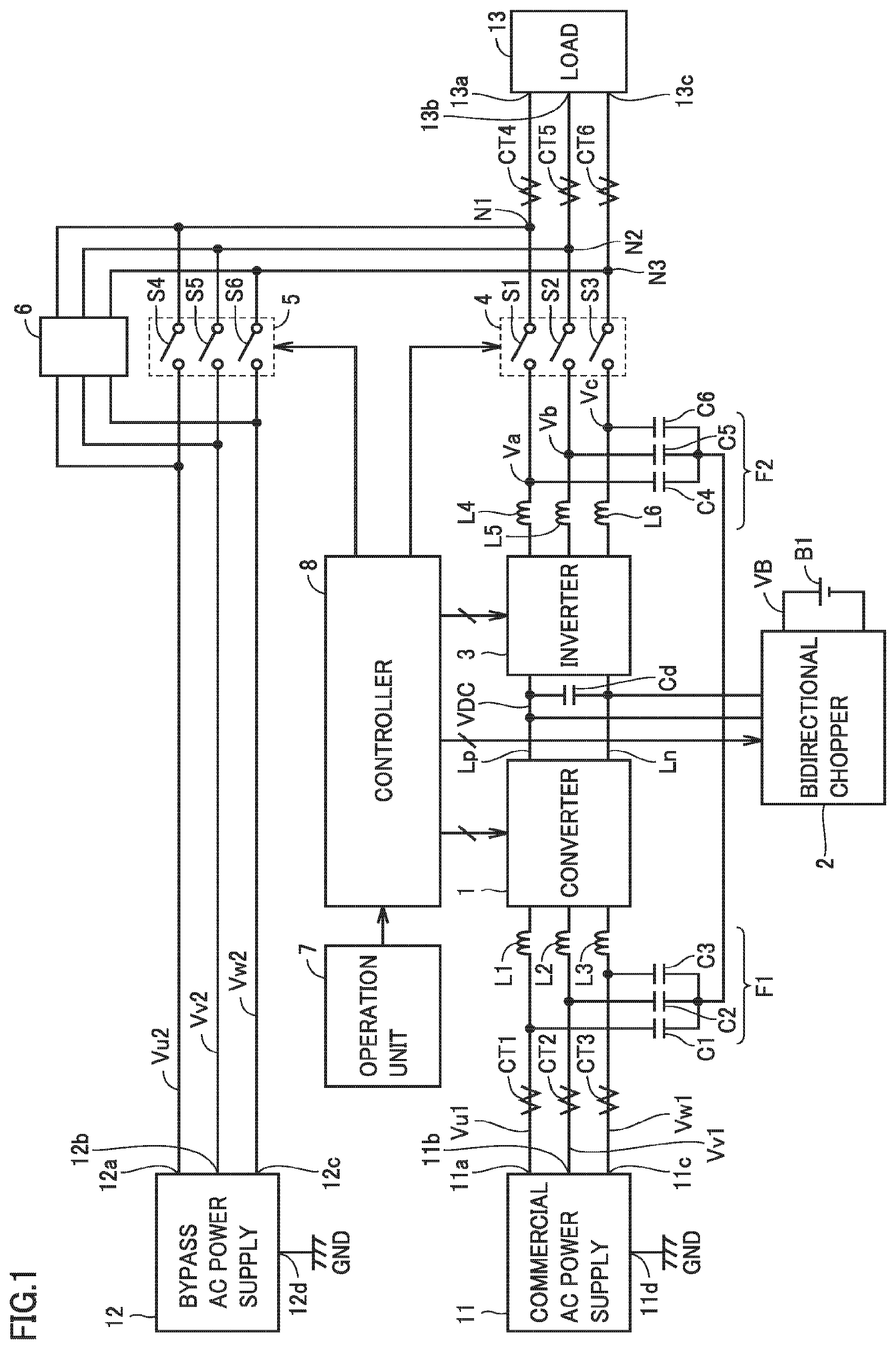 Patent US12155264 — Uninterruptible power supply apparatus — Figure 1