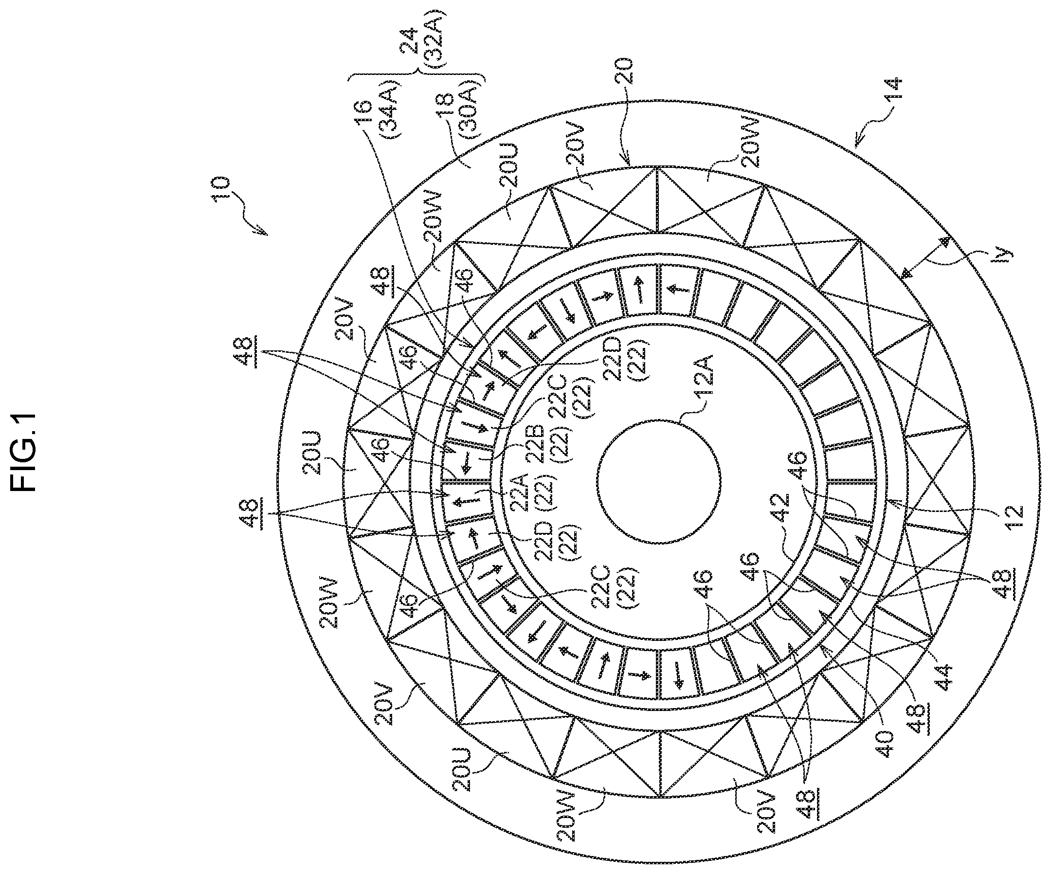 Patent US12155267 — Magnetic field generating device and rotating electrical machine — Figure 1