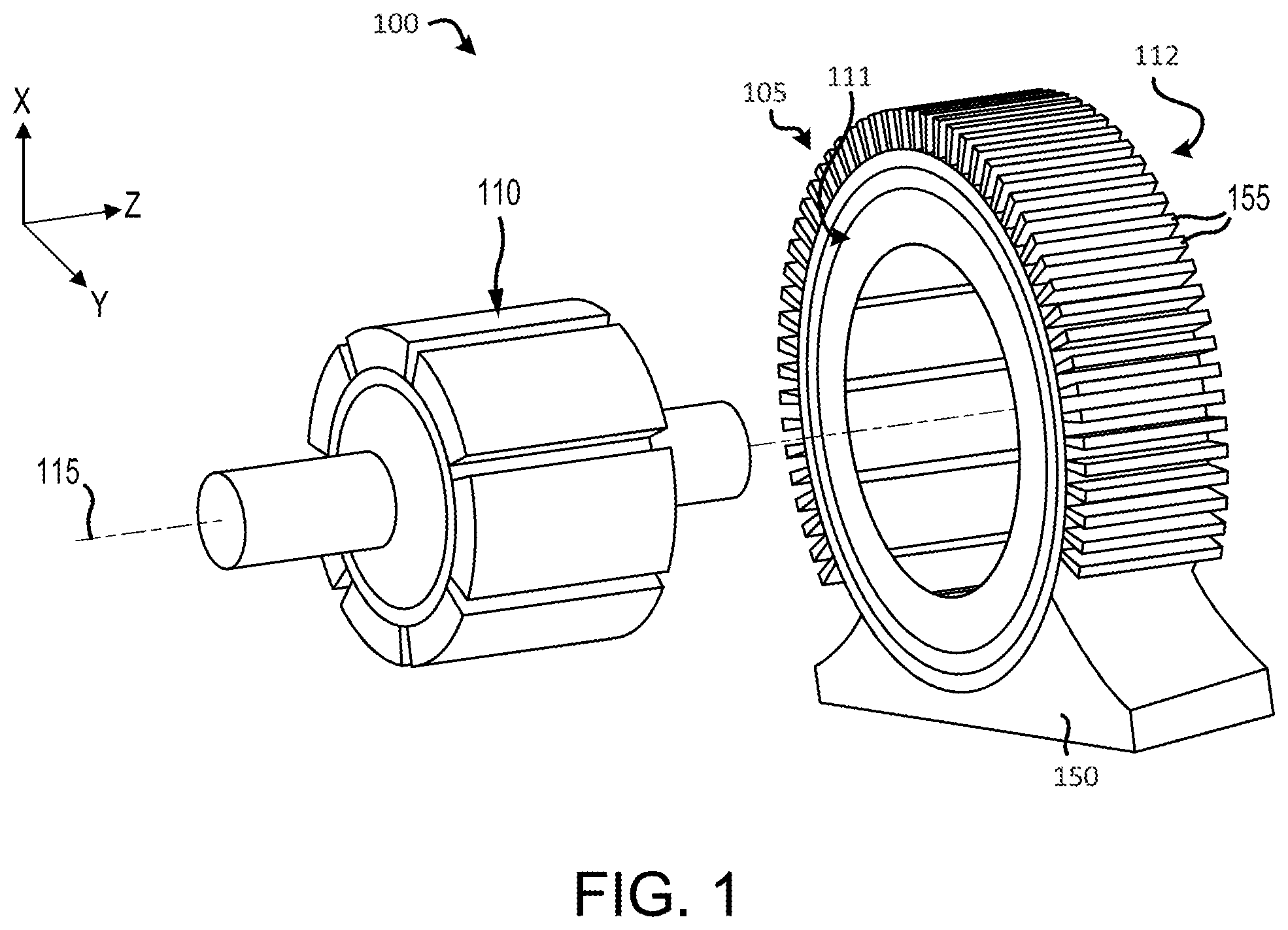 Patent US12155280 — Slot cooling fins in electrical machines — Figure 1