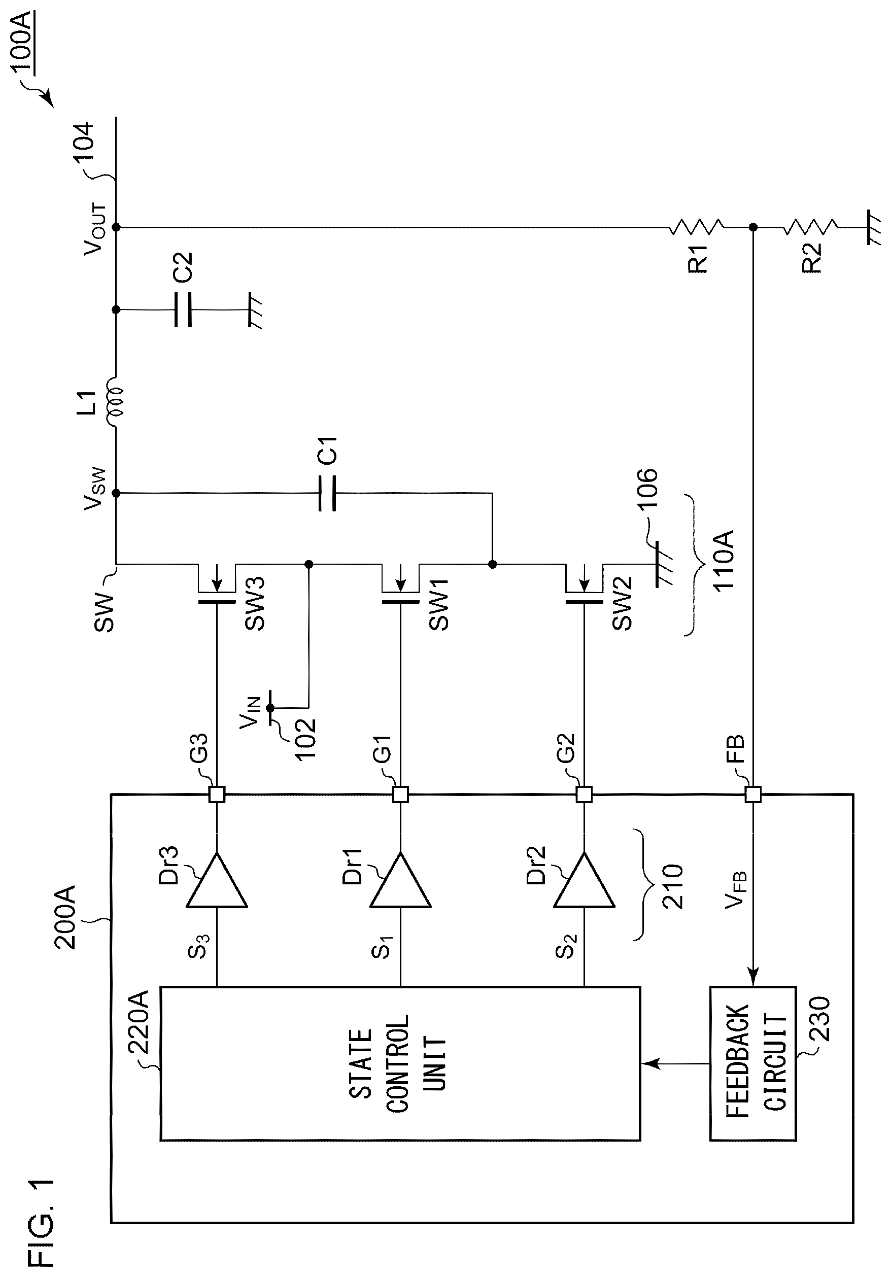 Patent US12155303 — Switching converter including controller circuit driving switches — Figure 1