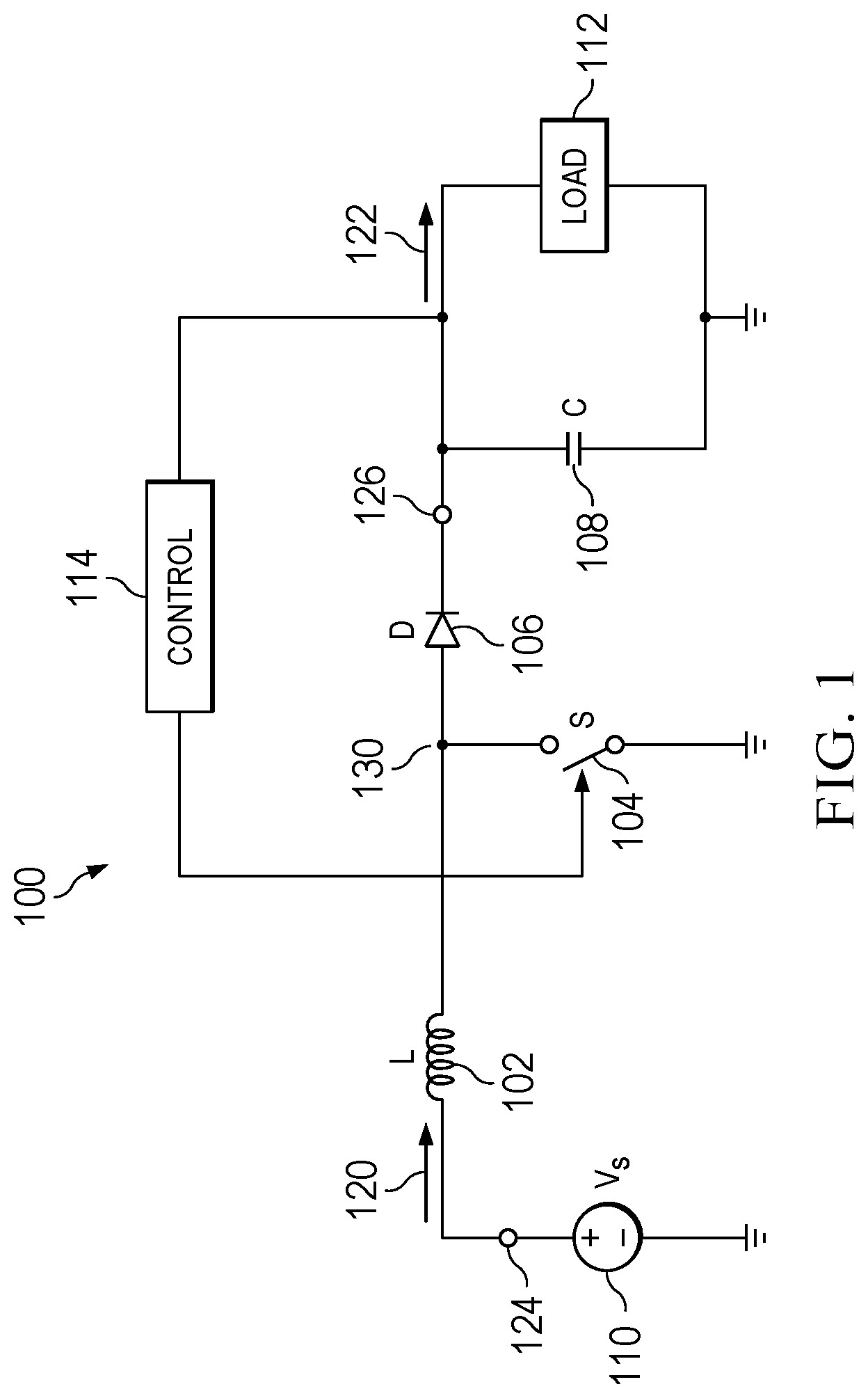 Patent US12155305 — Boost converter with wide average current limiting range — Figure 1