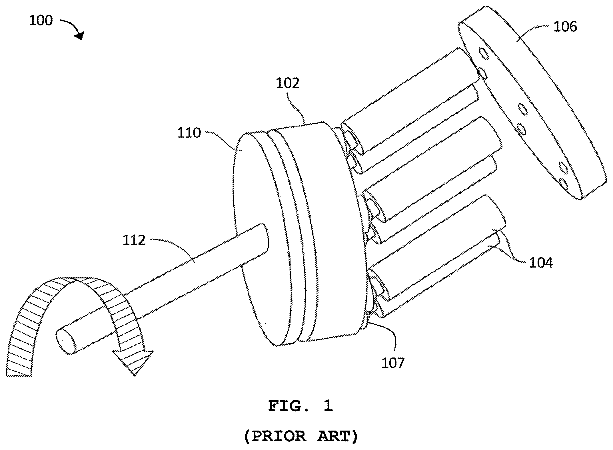 Patent US12155321 — Axial motor using wobble plate and electrostatic actuators — Figure 1