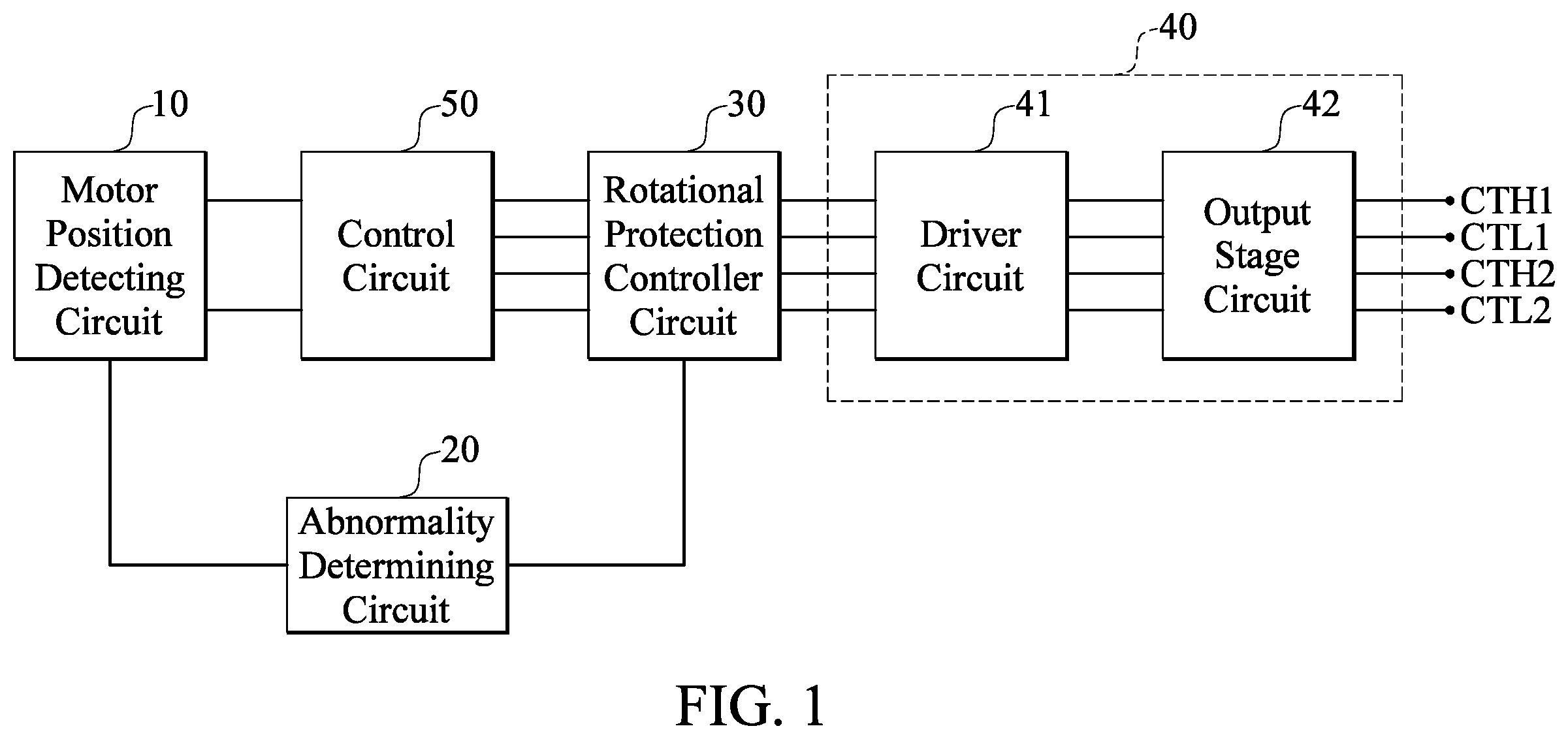 Patent US12155338 Figure 1 – Motor driver having motor abnormality detection mechanism
