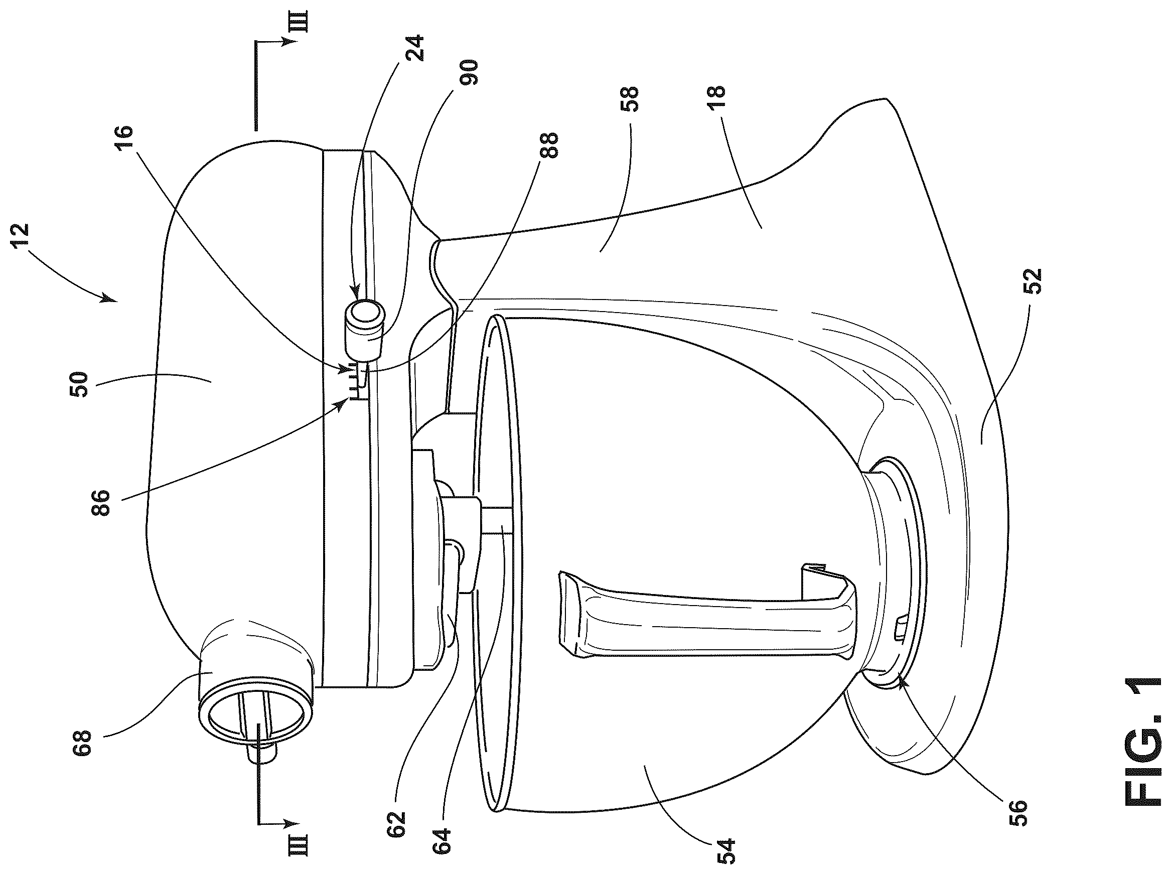 Patent US12155339 Figure 1 – Speed control assembly for appliance