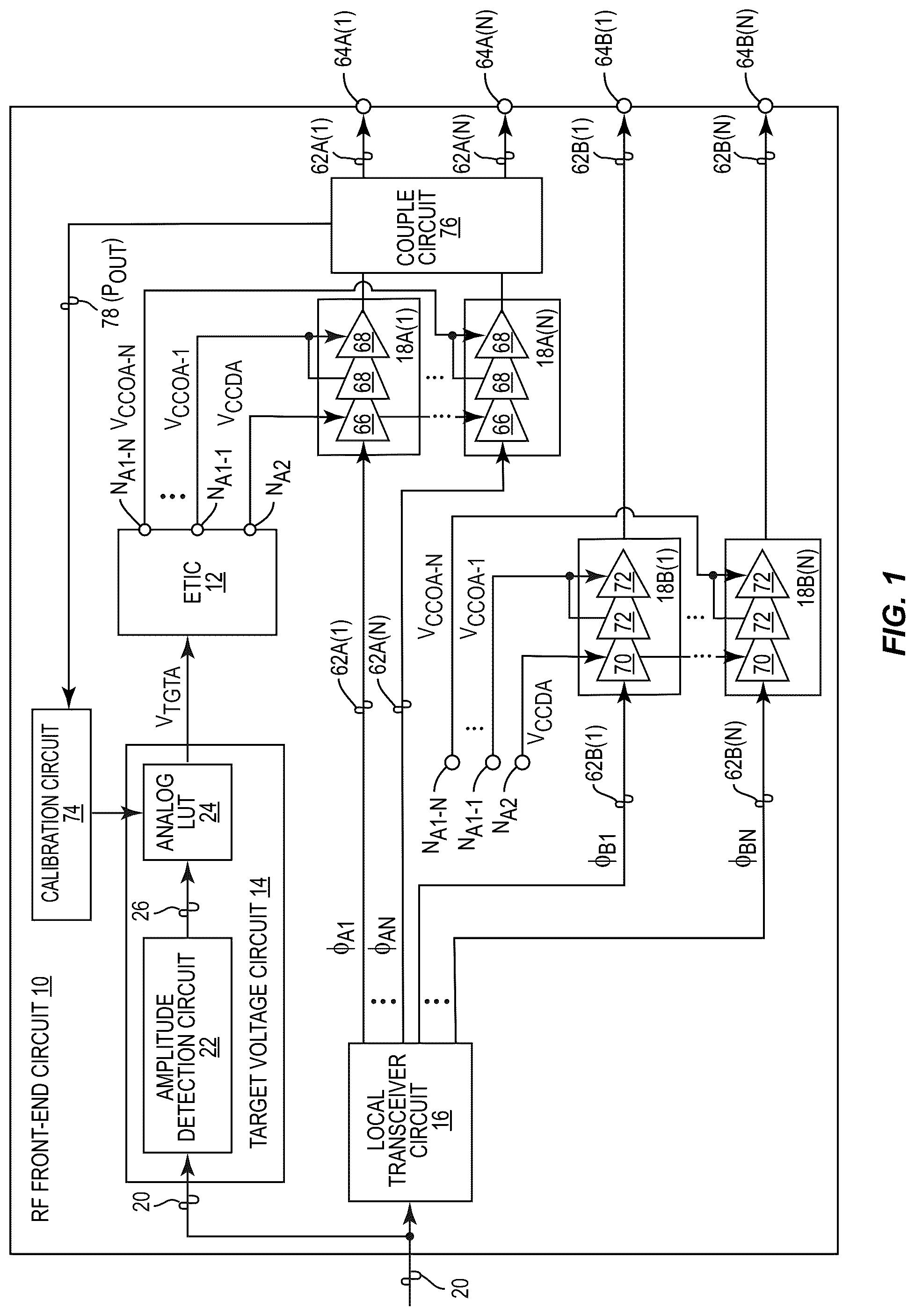 Patent US12155353 — Power amplifier with protection loops — Figure 1