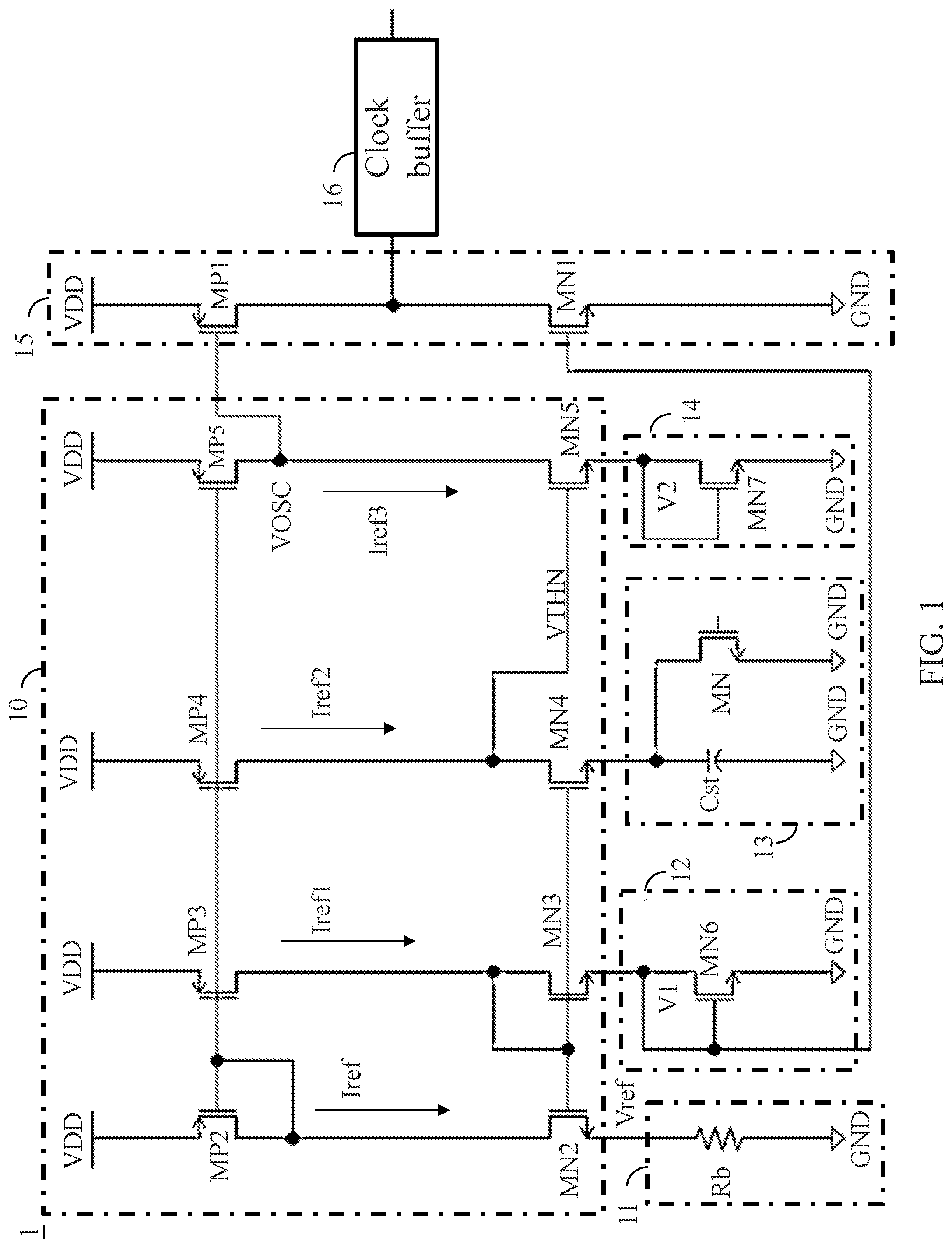 Patent US12155387 Figure 1 – Low power oscillator circuit with temperature compensation circuit and electronic apparatus thereof