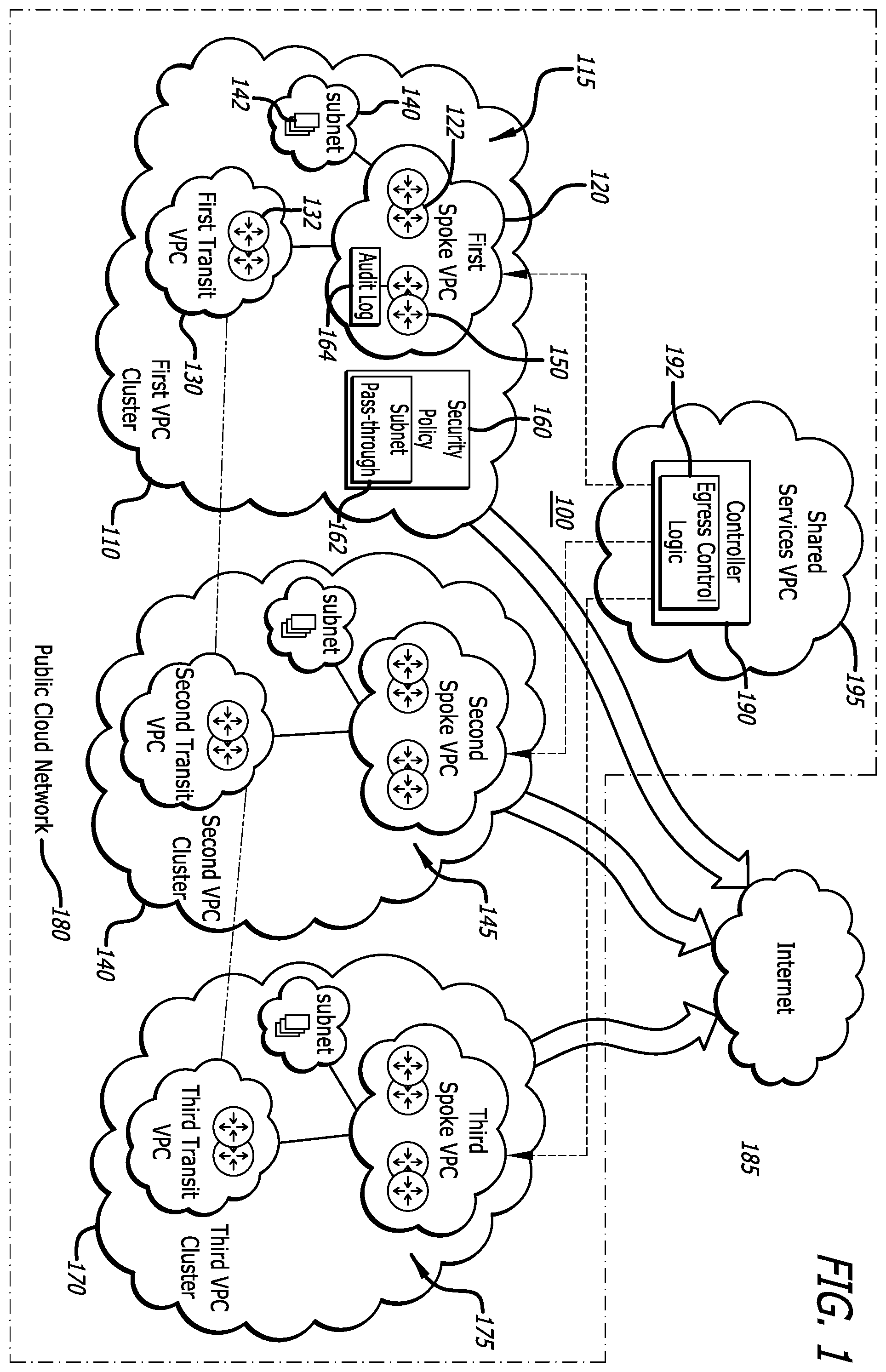 Patent US12155626 — Cloud-based egress filtering system — Figure 1