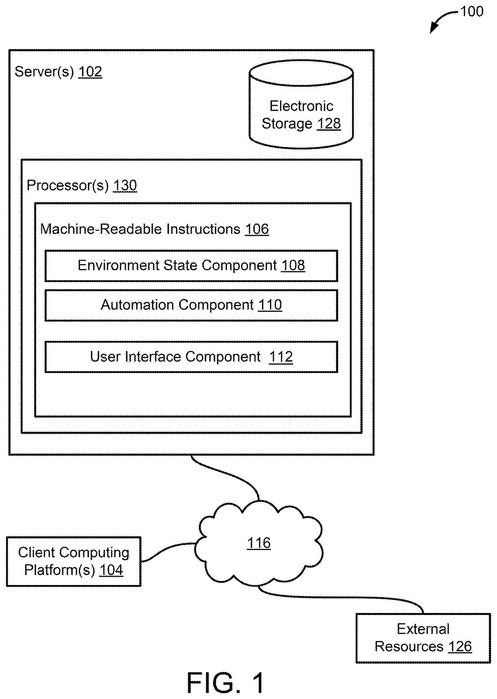 Patent US12155702 — Systems and methods to execute branching automation schemes in a collaboration environment — Figure 1