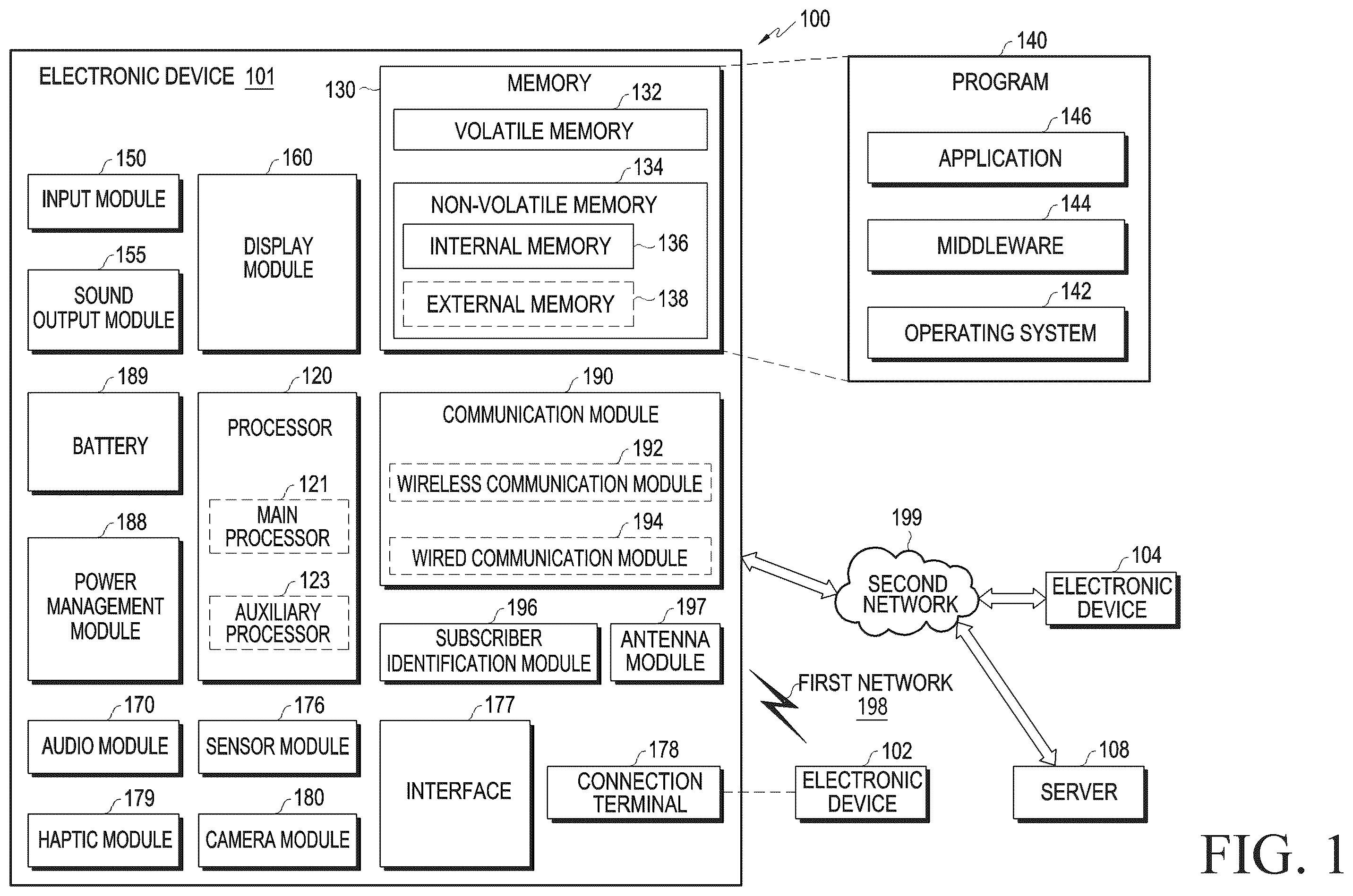 Patent US12155784 Figure 1 – Electronic device including connecting member