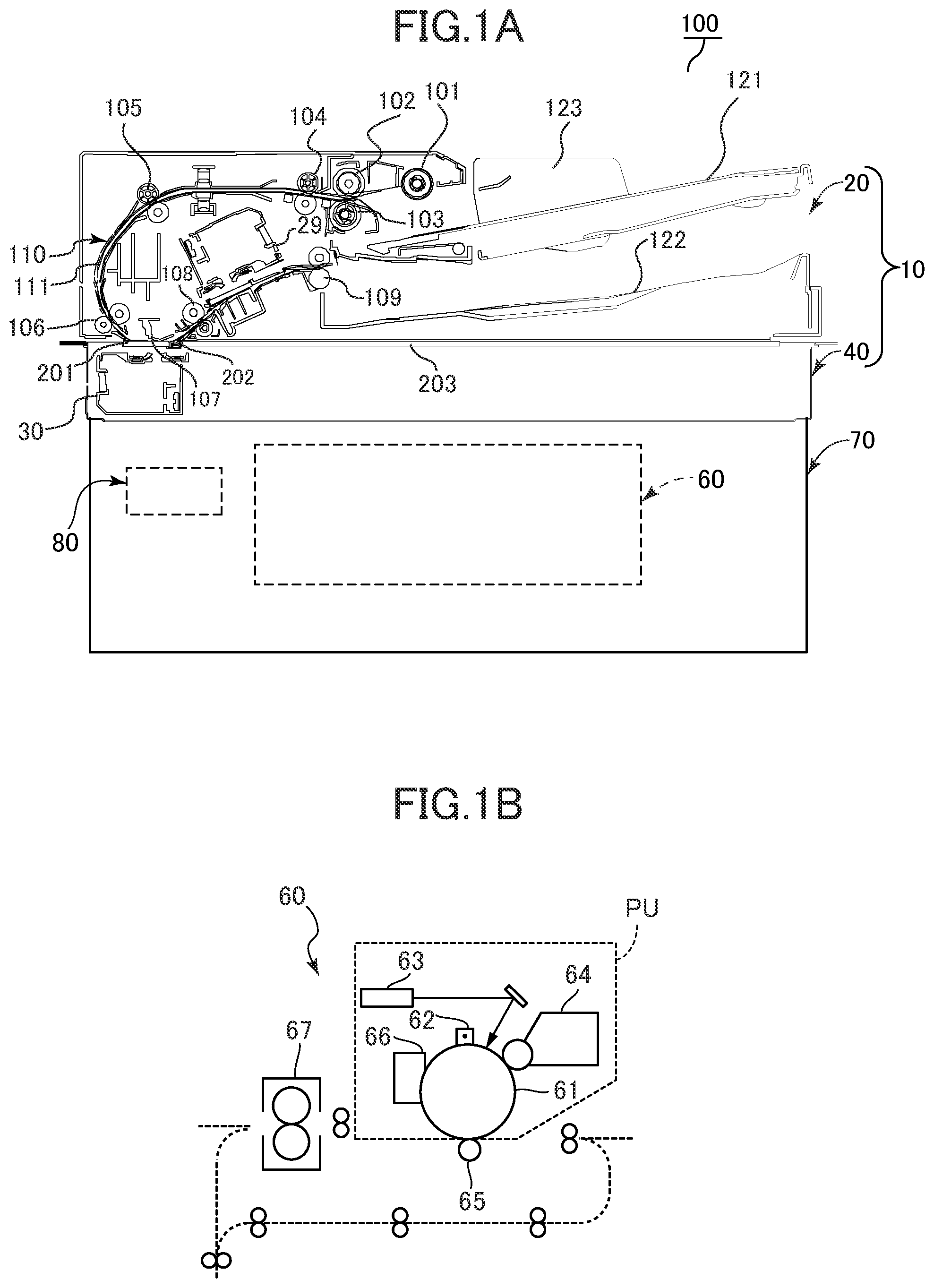 Patent US12155800 — Document reading apparatus and image forming apparatus including hinge mechanism that supports a document conveyance unit — Figure 1