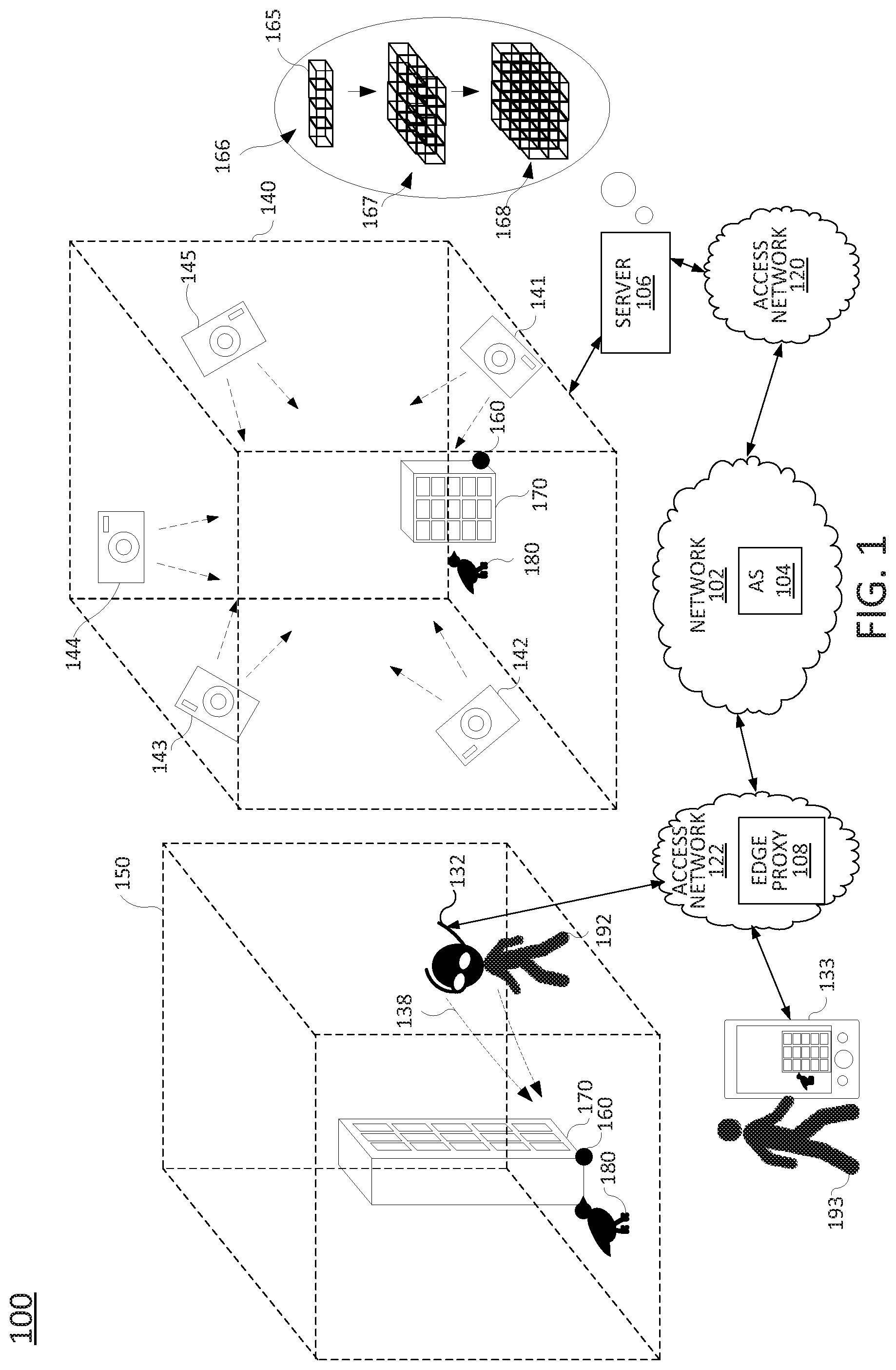 Patent US12155809 — Processing system for streaming volumetric video to a client device — Figure 1