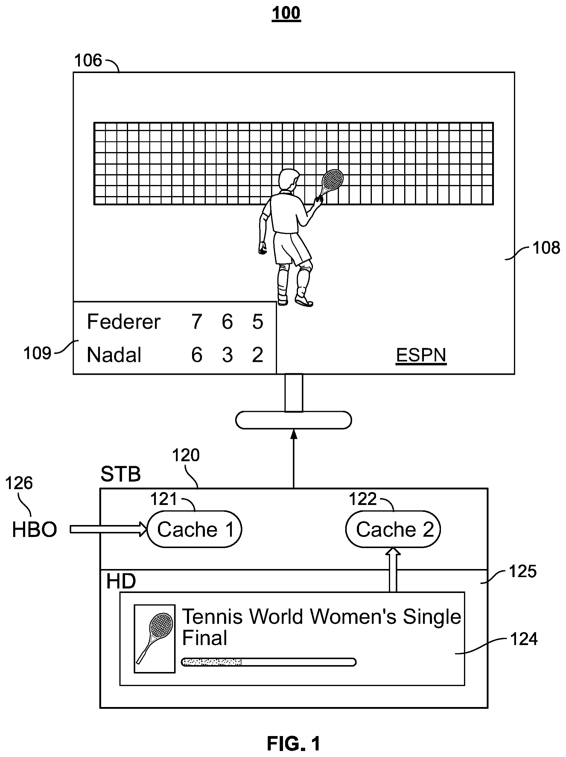 Patent US12155892 — Systems and methods for adaptively buffering media content at a digital video recorder — Figure 1