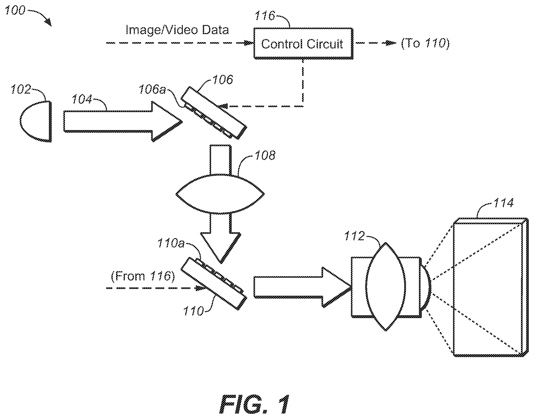 Patent US12155960 — Multiple stage modulation projector display systems having efficient light utilization — Figure 1