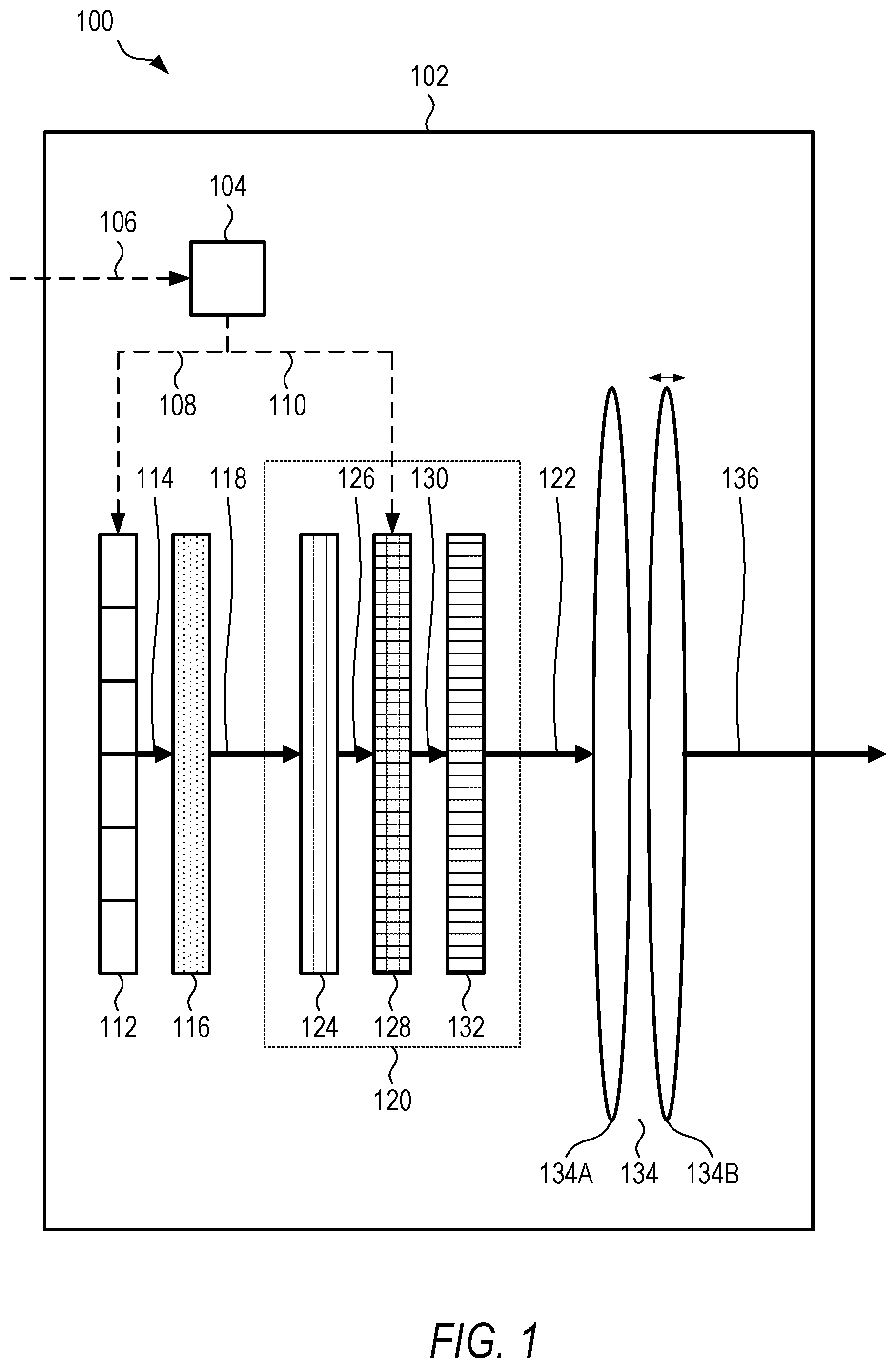 Patent US12155976 Figure 1 – Projector with local dimming