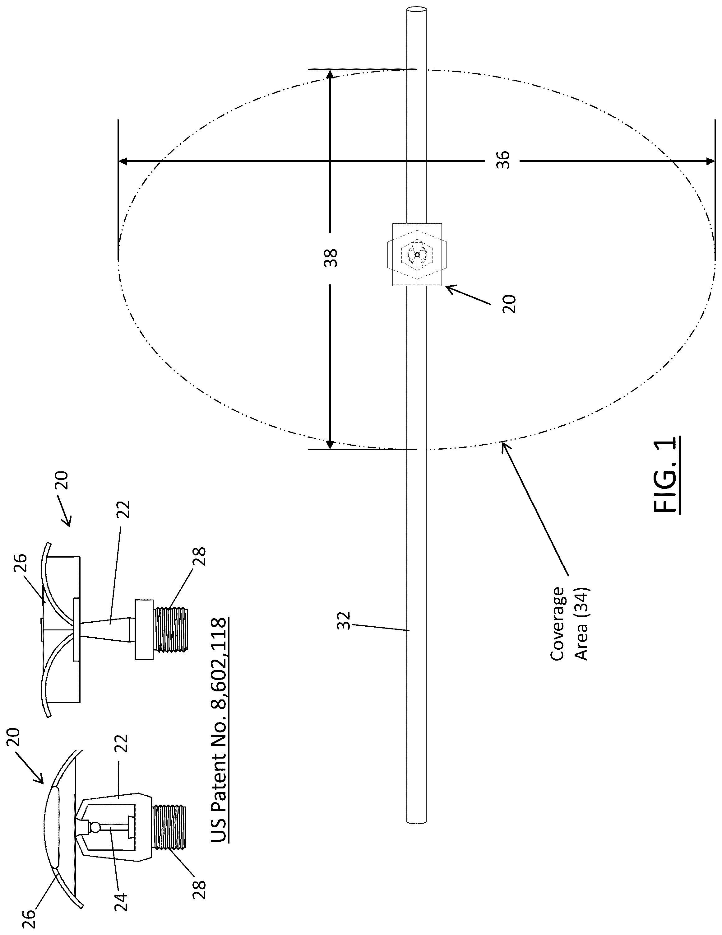 Patent US12157025 — Fire sprinkler with pre-deflector flow splitter — Figure 1