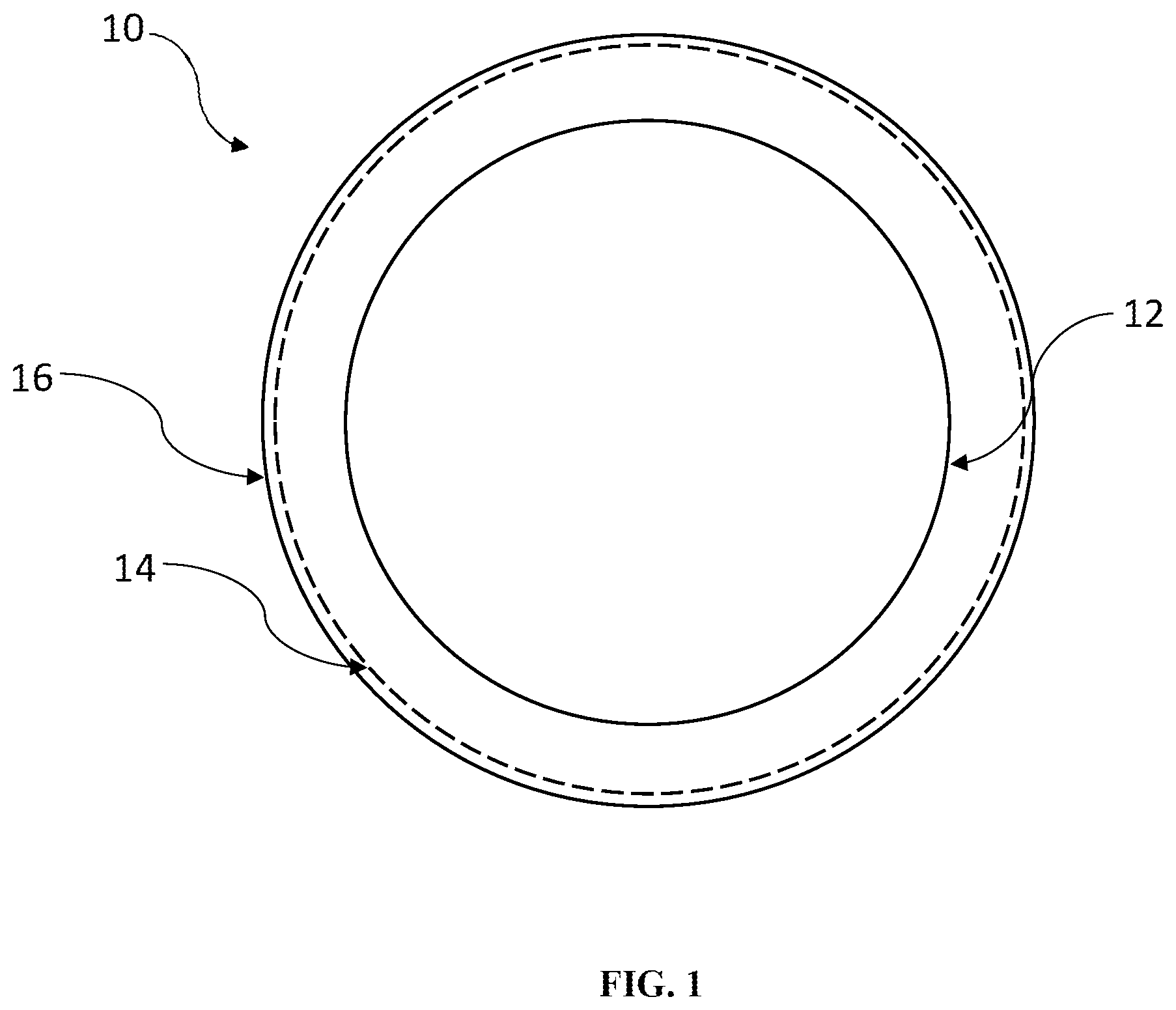 Patent US12157036 — Multi-layer golf balls with increased interlayer adhesion — Figure 1