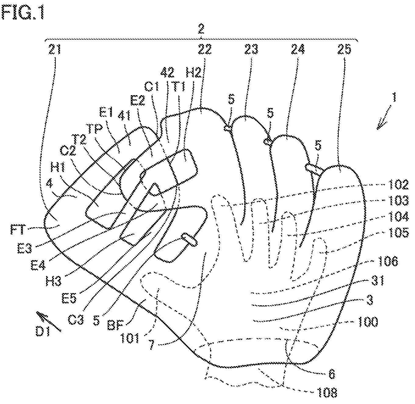 Patent US12157048 — Baseball or softball glove — Figure 1