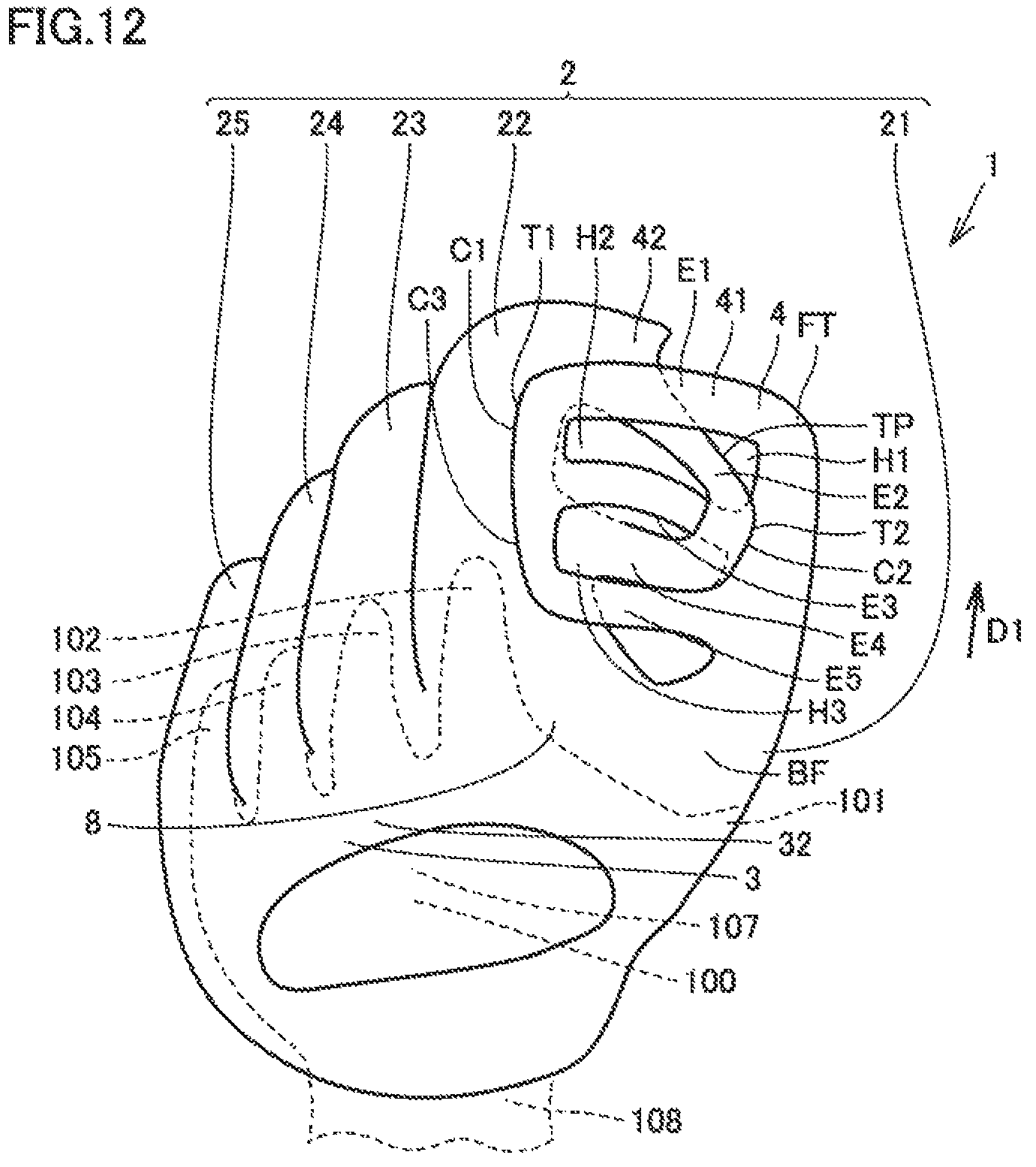 Patent US12157048 Figure 12 – Baseball or softball glove