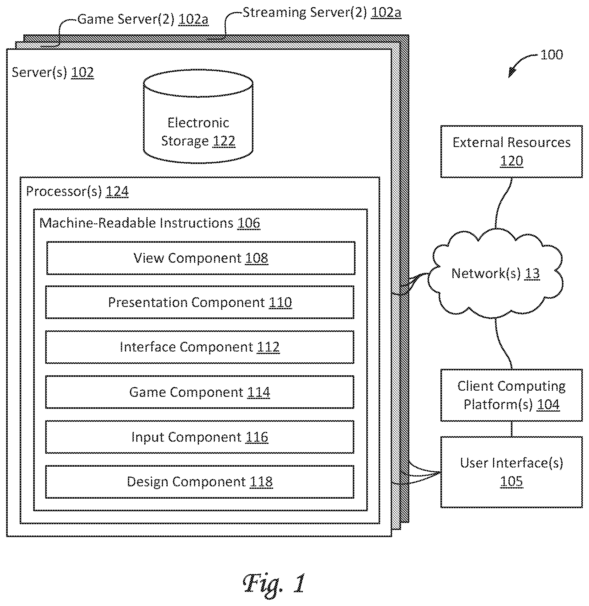 Patent US12157053 — Systems and methods for facilitating streaming interfaces for games — Figure 1