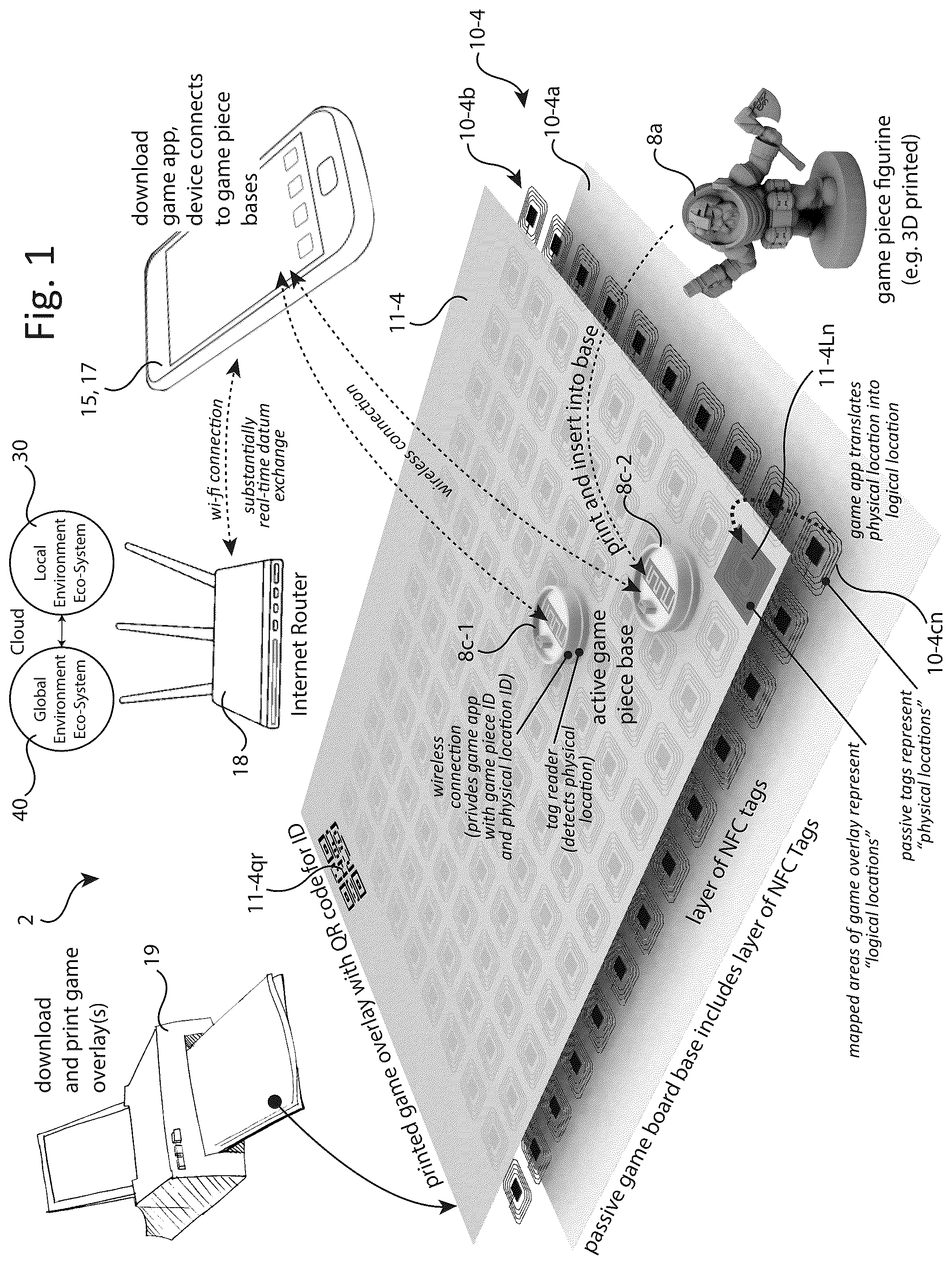 Patent US12157064 — Physical-virtual game board and content delivery platform — Figure 1