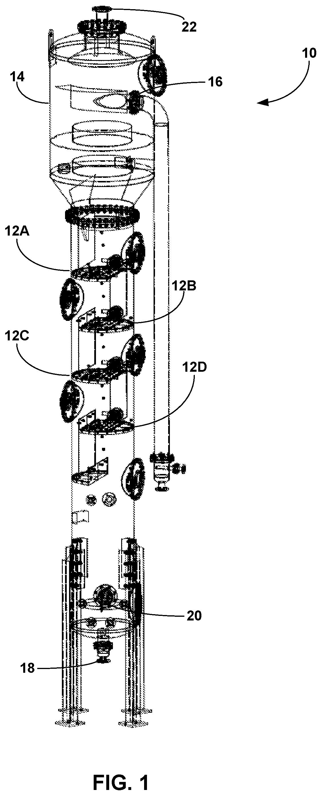 Patent US12157076 Figure 1 – Fractionation tray with adjustable open area for cleaning and/or throughput control