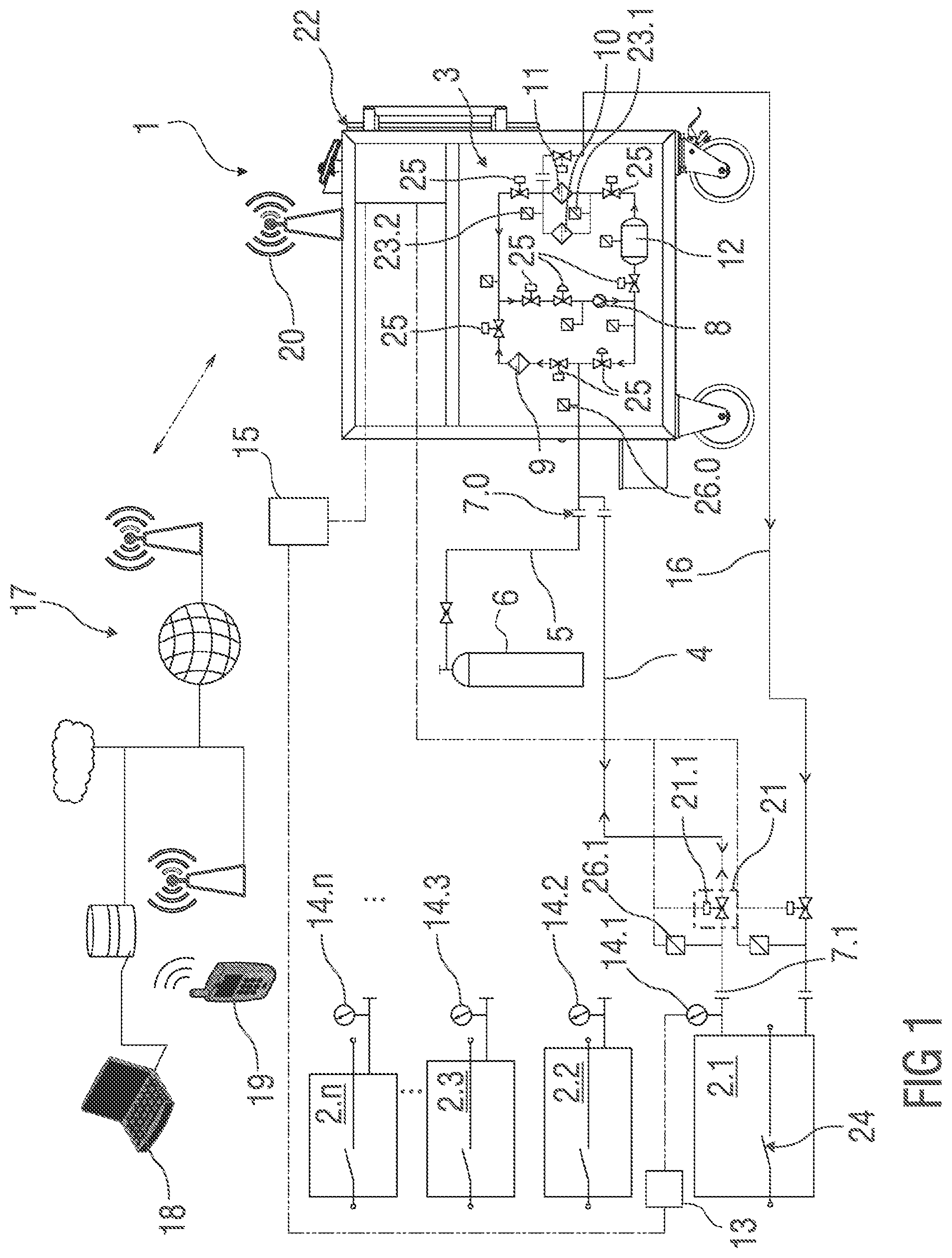 Patent US12157088 — Service system for gas compartments — Figure 1