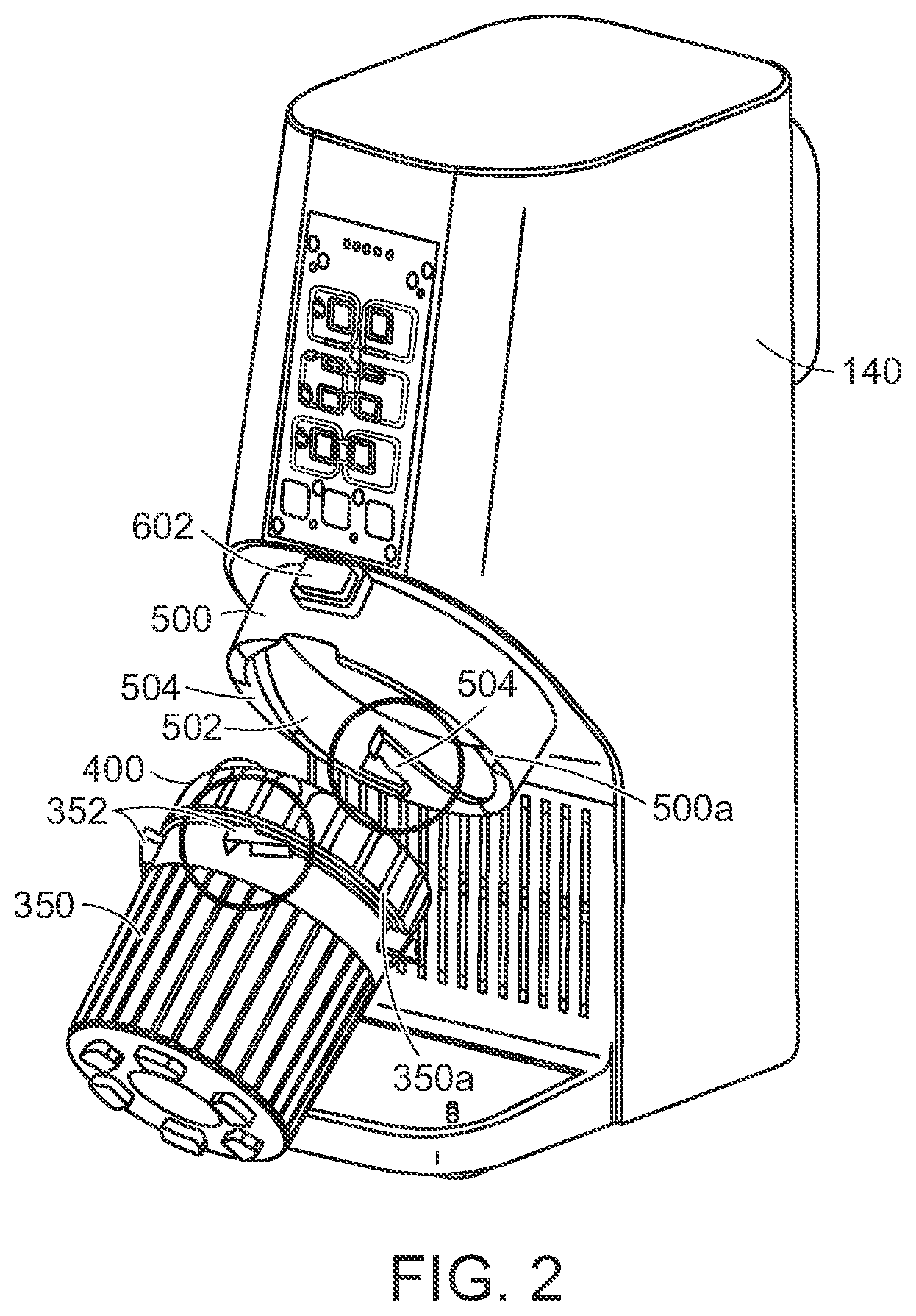 Patent US12157099 Figure 2 – Locking assembly for a micro puree machine