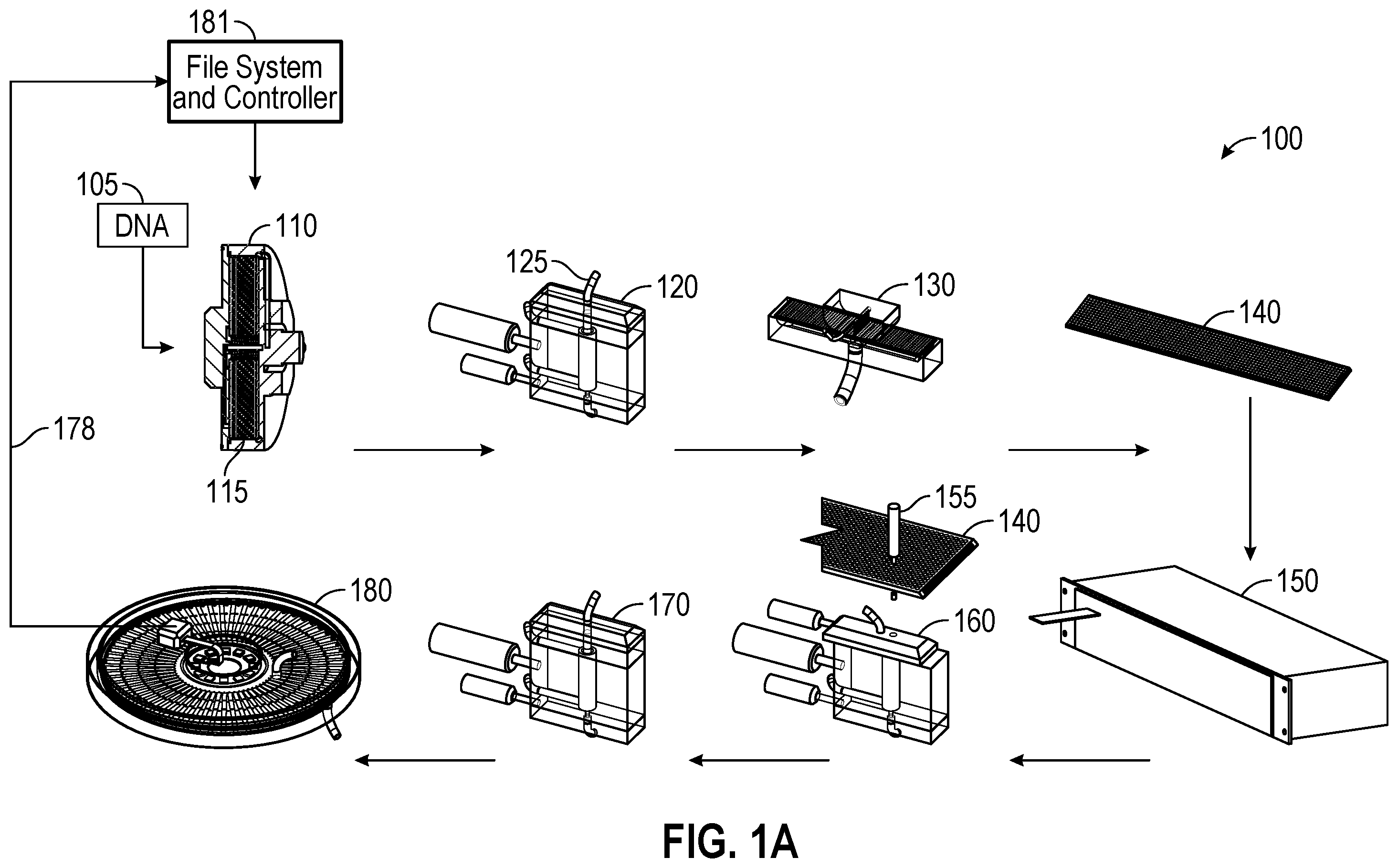 Patent US12157102 — Rotatable device containing wafers for DNA processing — Figure 1