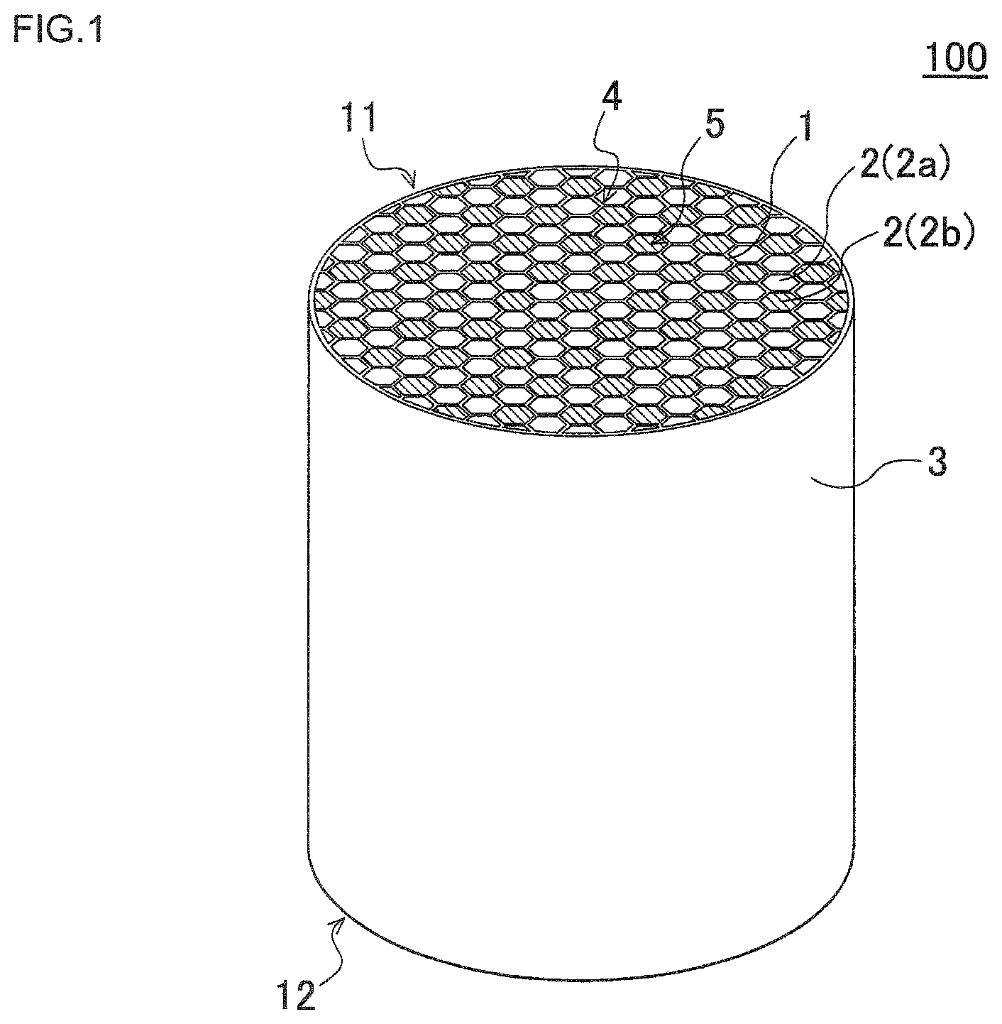 Patent US12157116 — Plugged honeycomb structure — Figure 1
