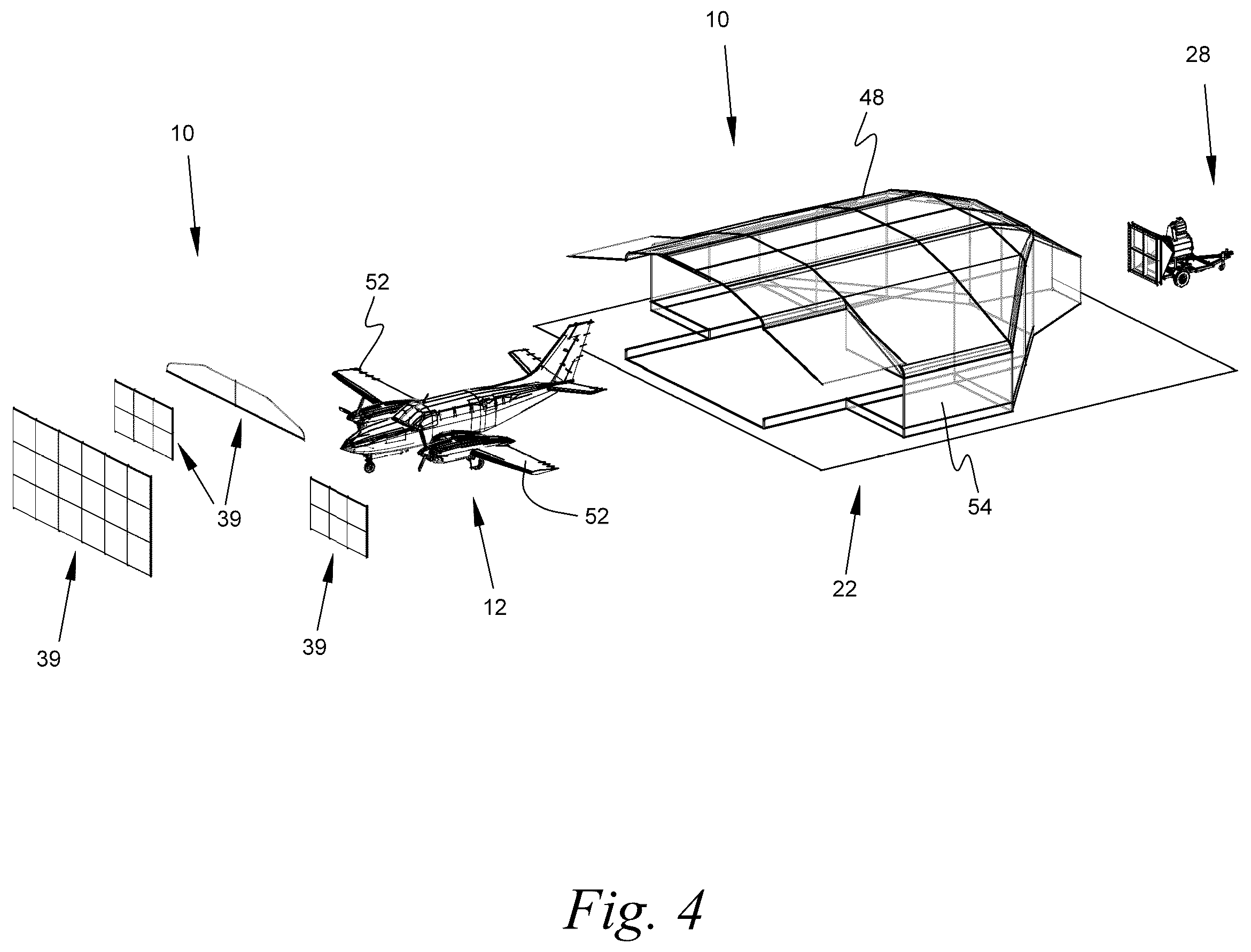 Patent US12157134 Figure 4 – Portable variable volume paint spray enclosure and air scrubber; method for constructing a paint spray enclosure and air scrubber