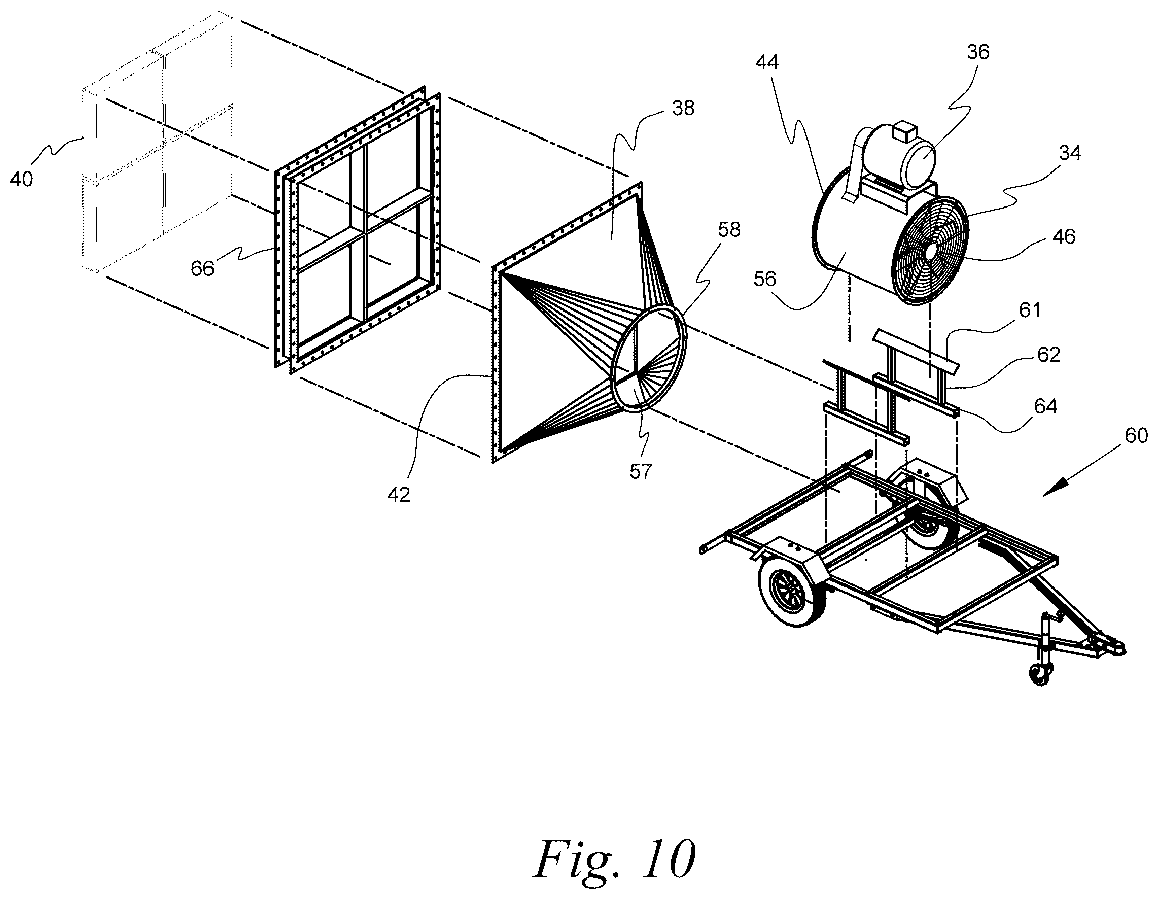 Patent US12157135 Figure 13 – Portable variable volume paint spray enclosure and air scrubber; method for constructing a paint spray enclosure and air scrubber