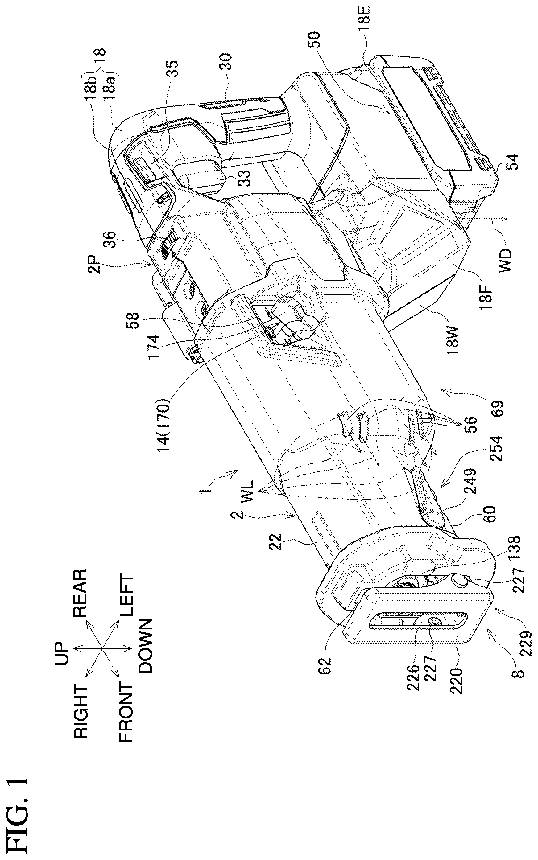 Patent US12157175 — Reciprocating cutting tool — Figure 1