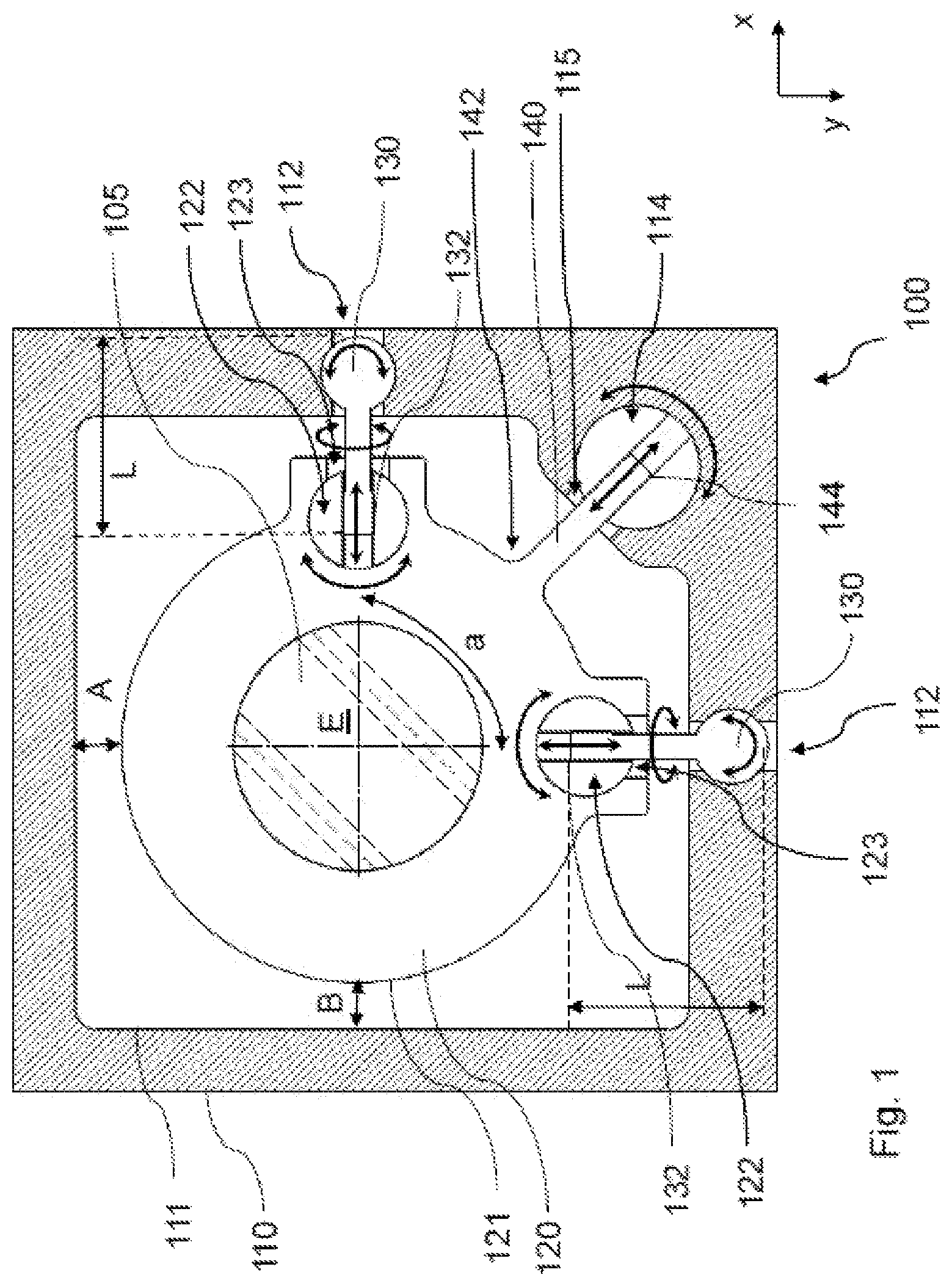 Patent US12157181 Figure 1 – Support for a transmissive optical element, laser processing device with such support, and process of adjusting the position of a transmissive optical element using such support