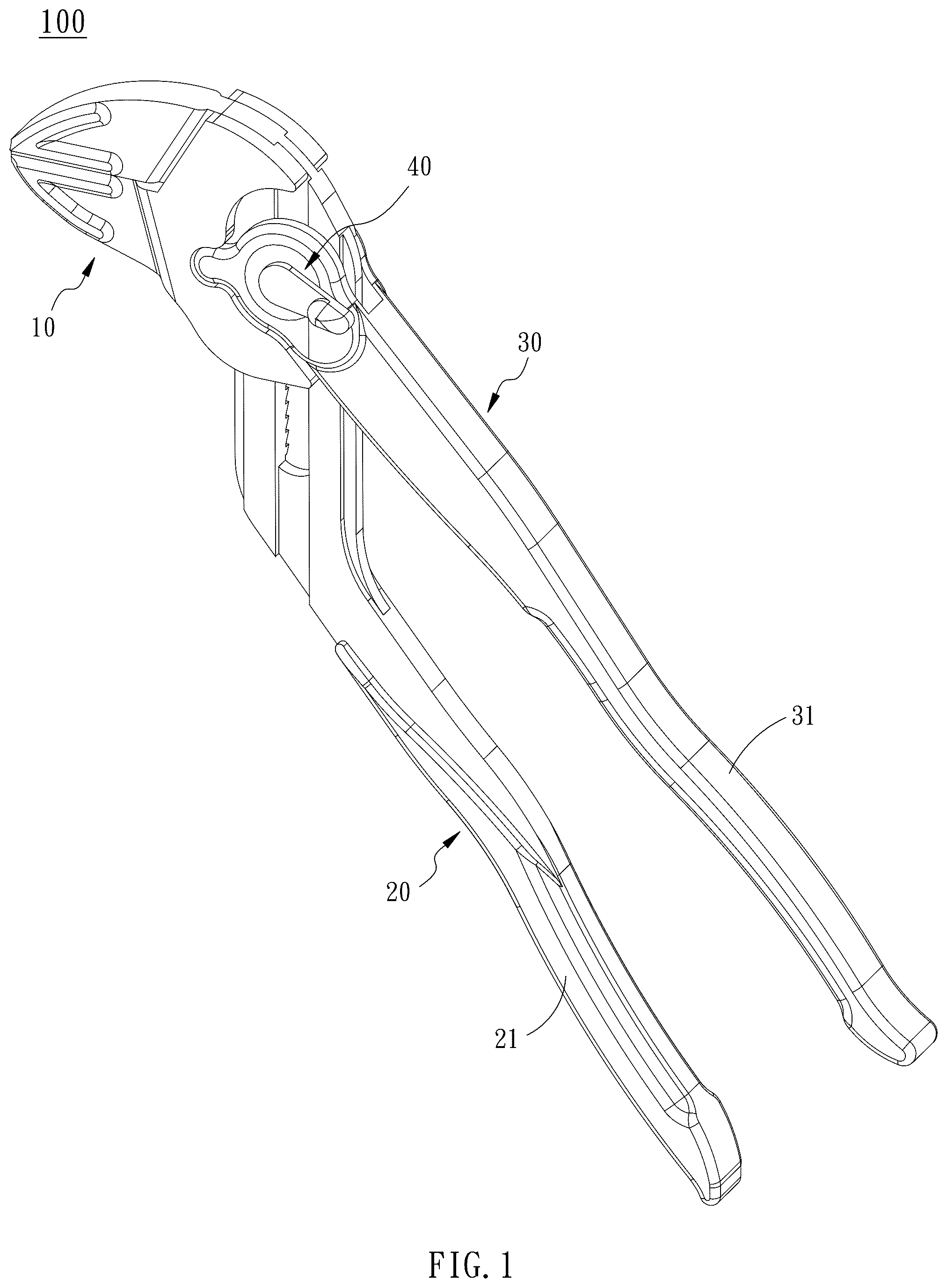 Patent US12157211 — Adjustable pliers with lever type positioning device — Figure 1