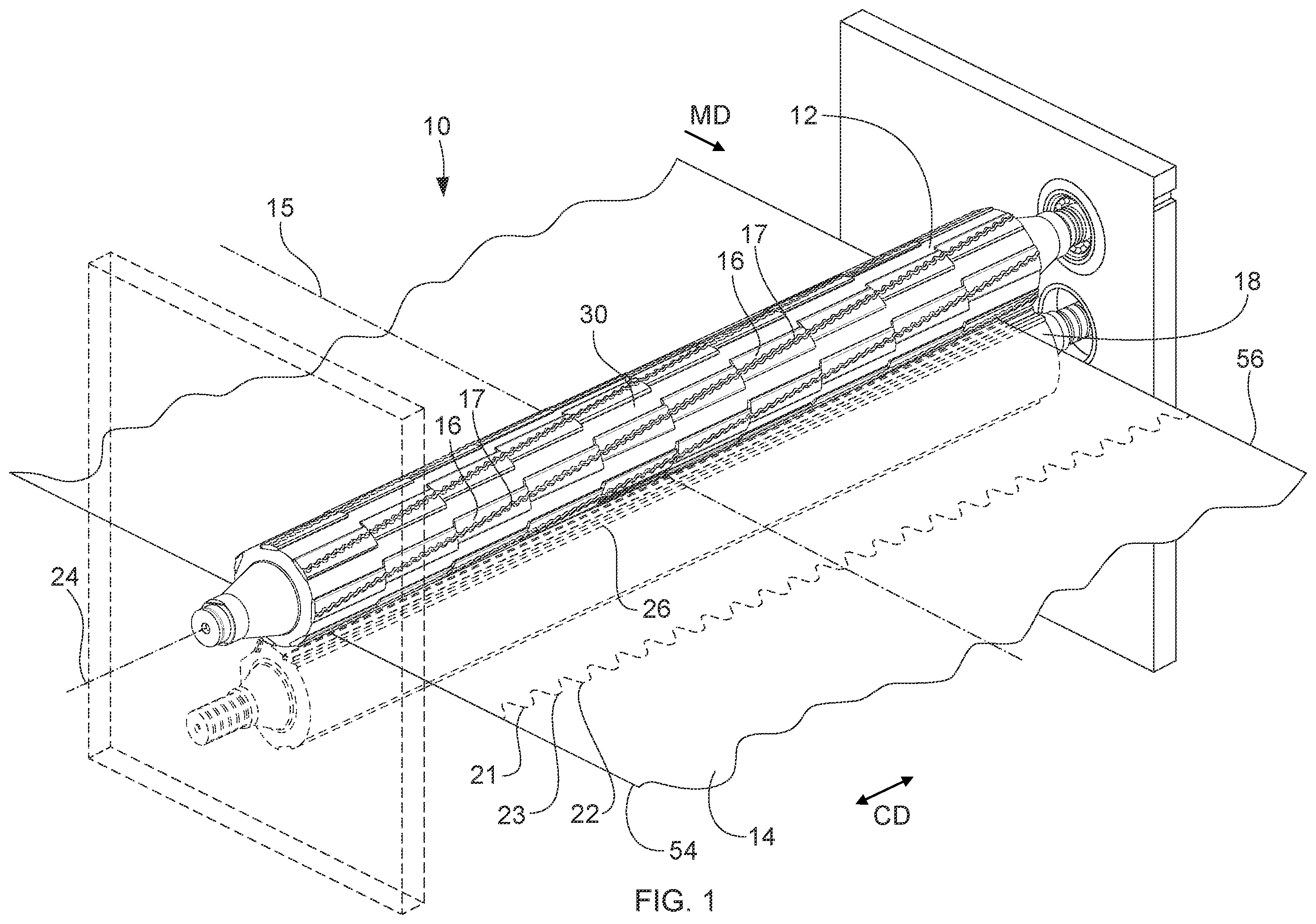 Patent US12157243 — Perforating apparatus and method for manufacturing a shaped line of weakness — Figure 1