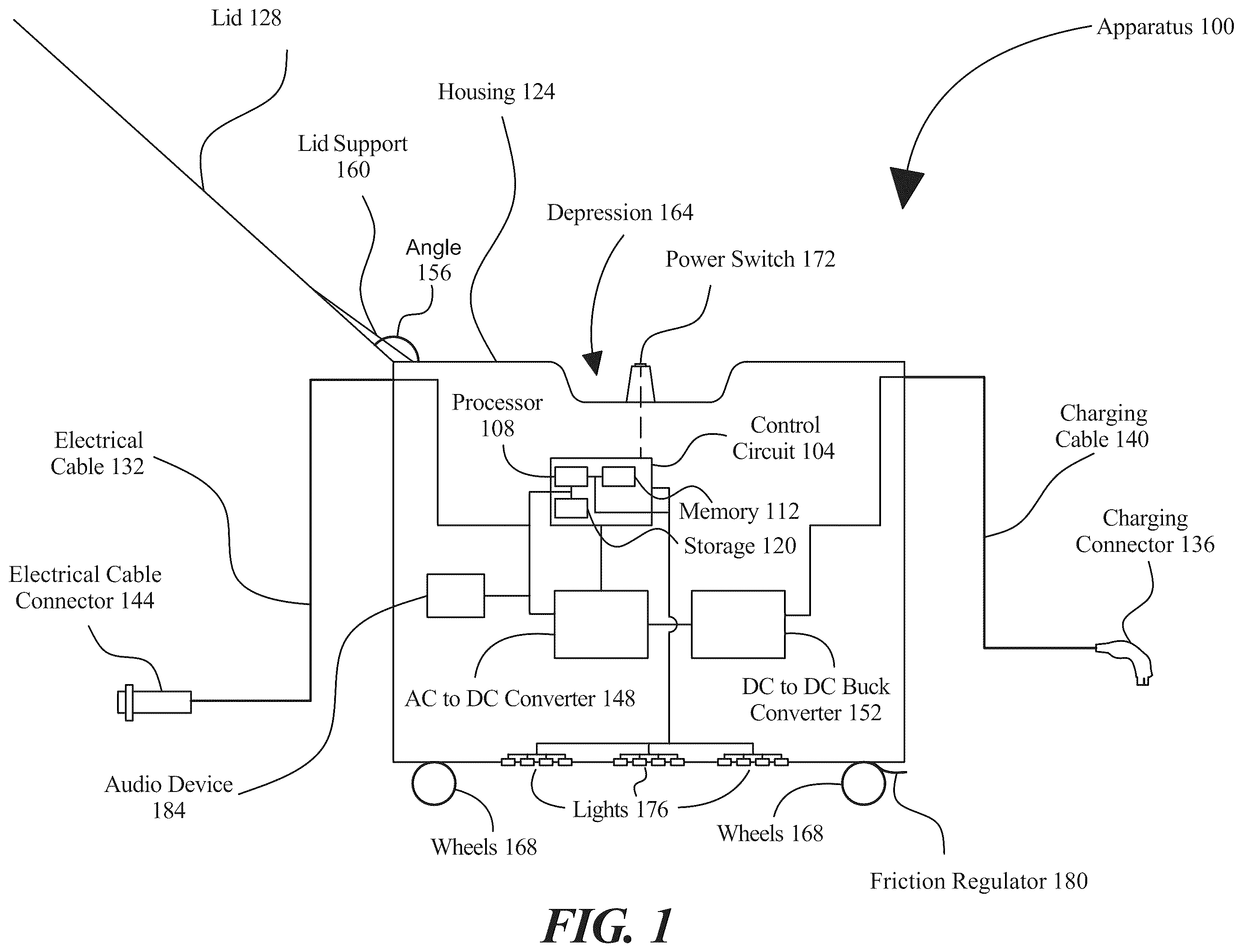 Patent US12157383 — Apparatus and method for electric vehicle charging — Figure 1