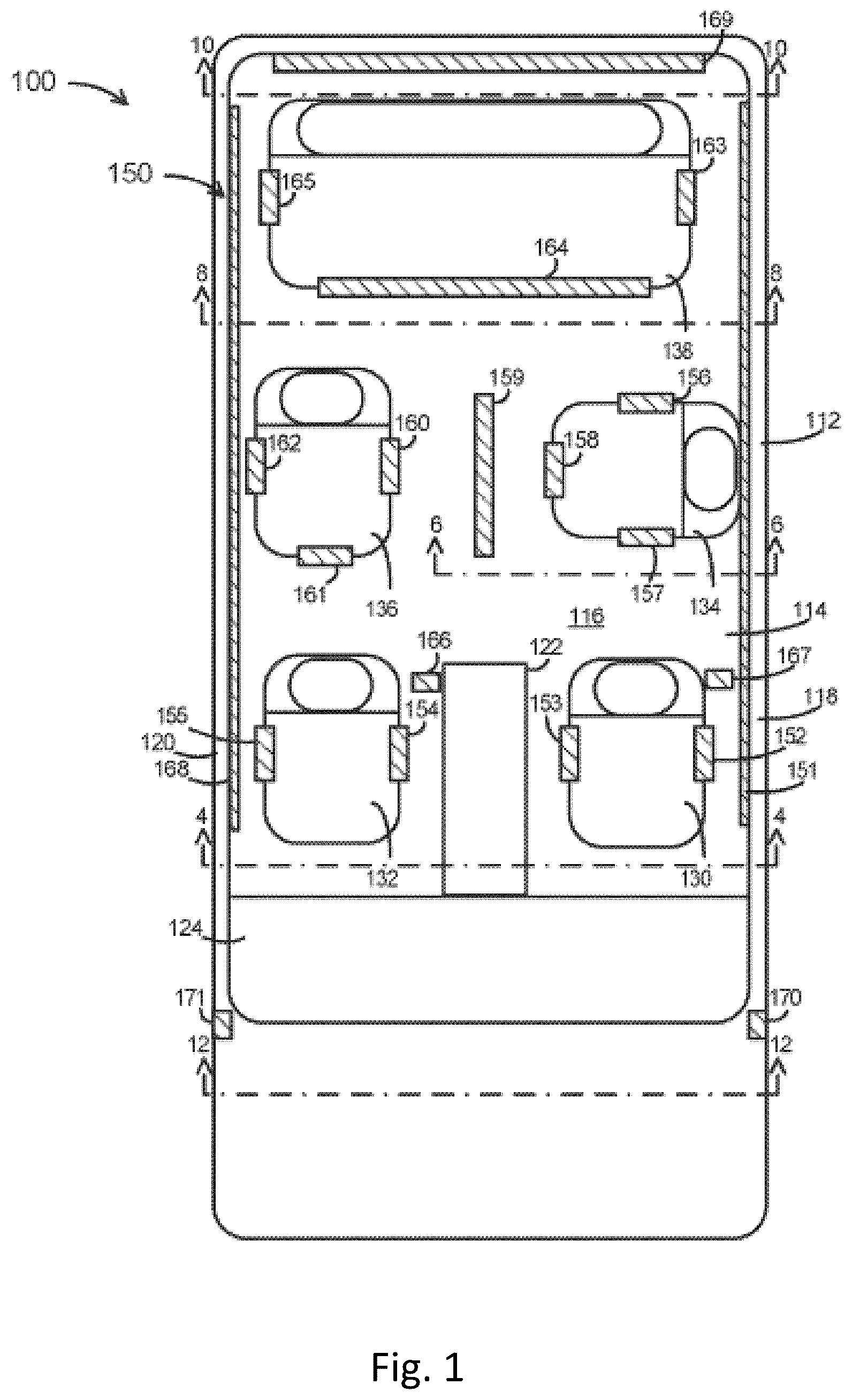Patent US12157429 — Airbag cushion including a pusher chamber — Figure 1