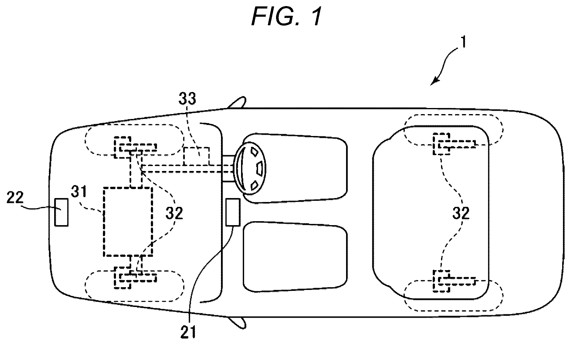 Patent US12157458 — Vehicle control system stabilizing behavior of a vehicle moving to a road edge to be stopped — Figure 1