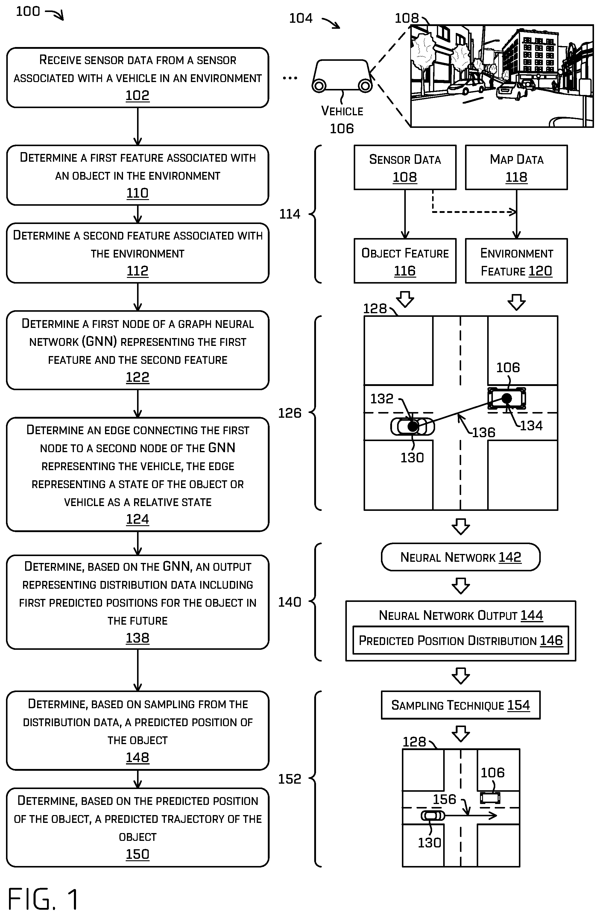 Patent US12157465 — Boundary aware top-down prediction — Figure 1