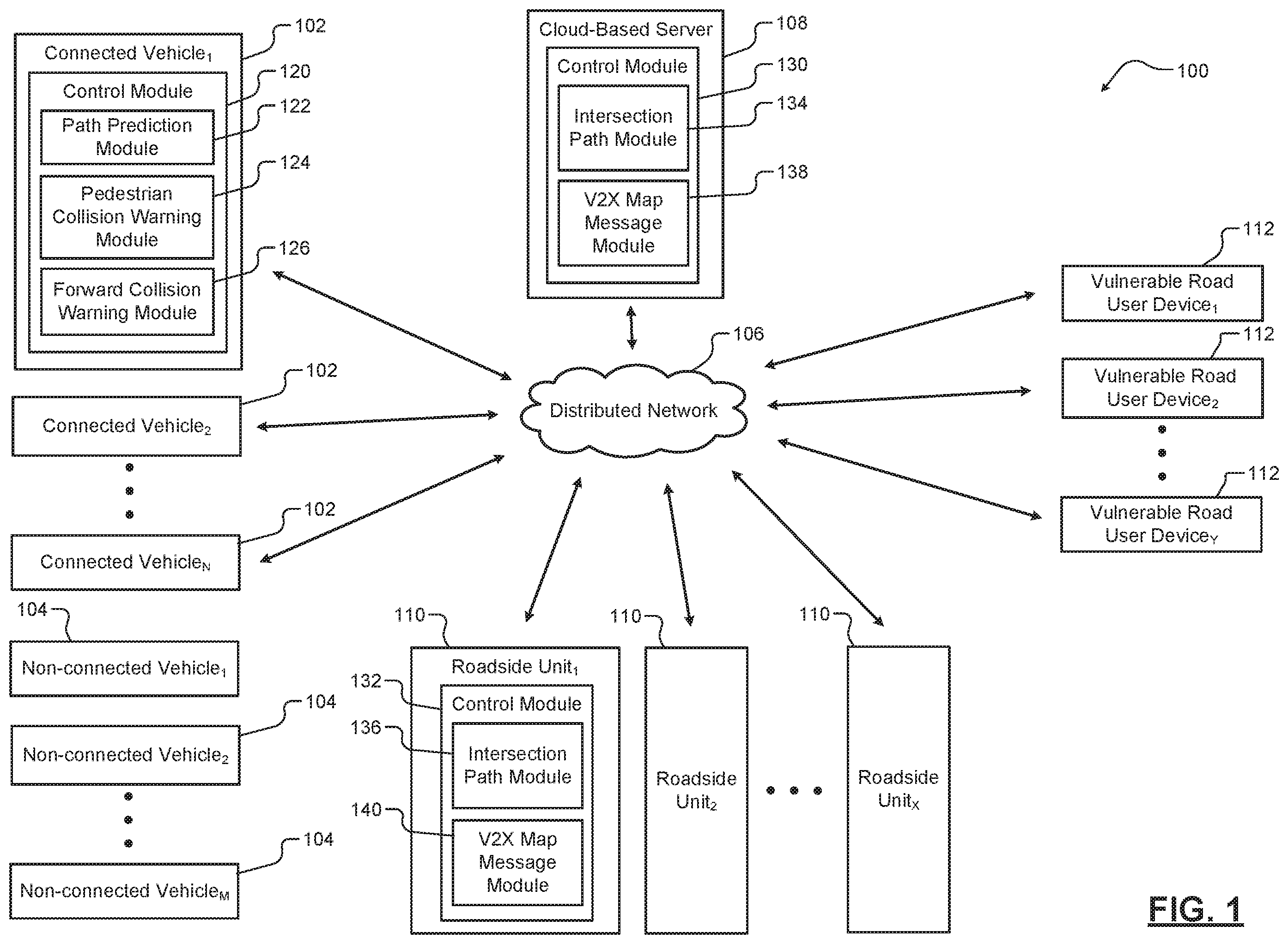 Patent US12157484 — V2-based roll-over alert in an intersection — Figure 1