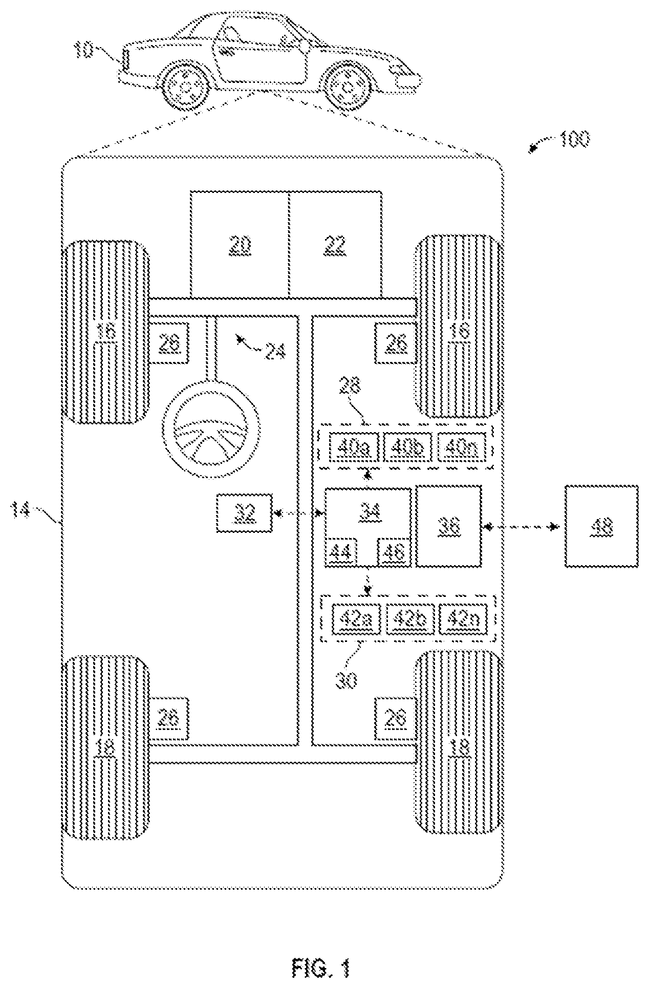 Patent US12157497 — Vehicle systems and related methods with autonomous courtesy avoidance — Figure 1
