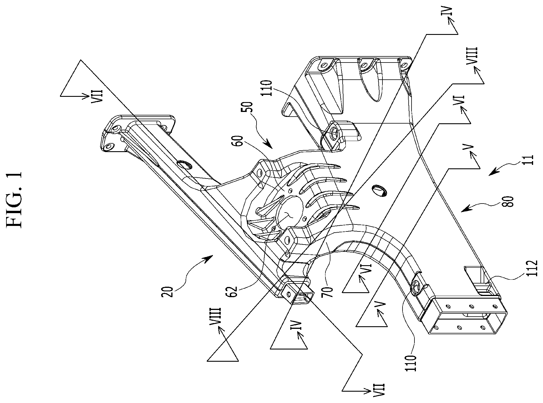 Patent US12157516 — Casting vehicle body structure — Figure 1