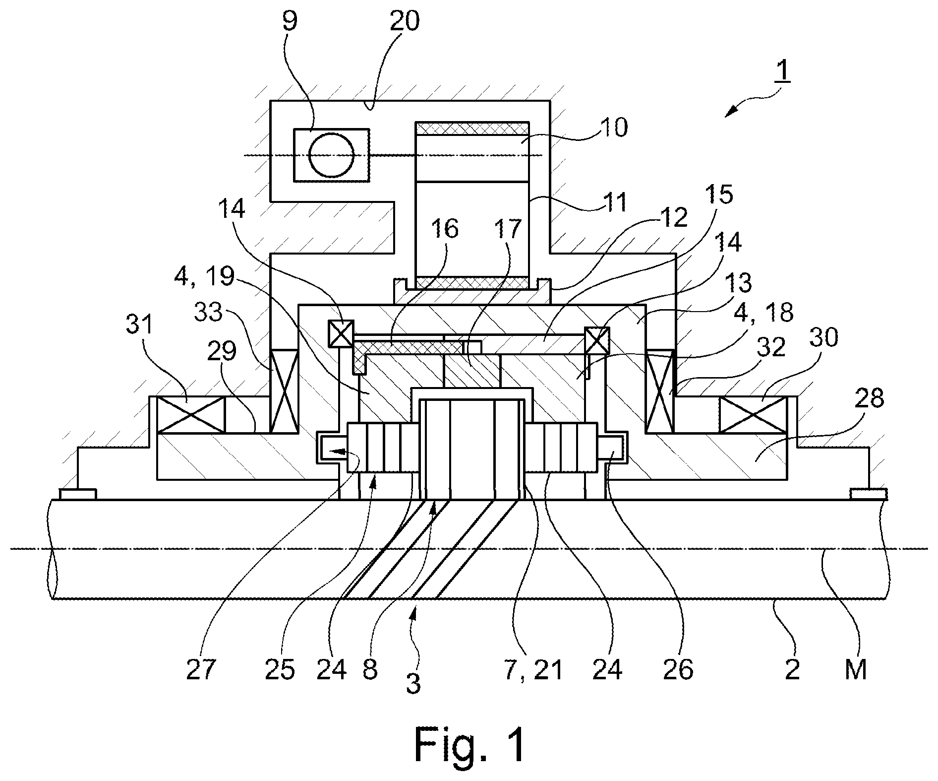 Patent US12157522 — Electromechanical actuator and rear-axle steering system — Figure 1
