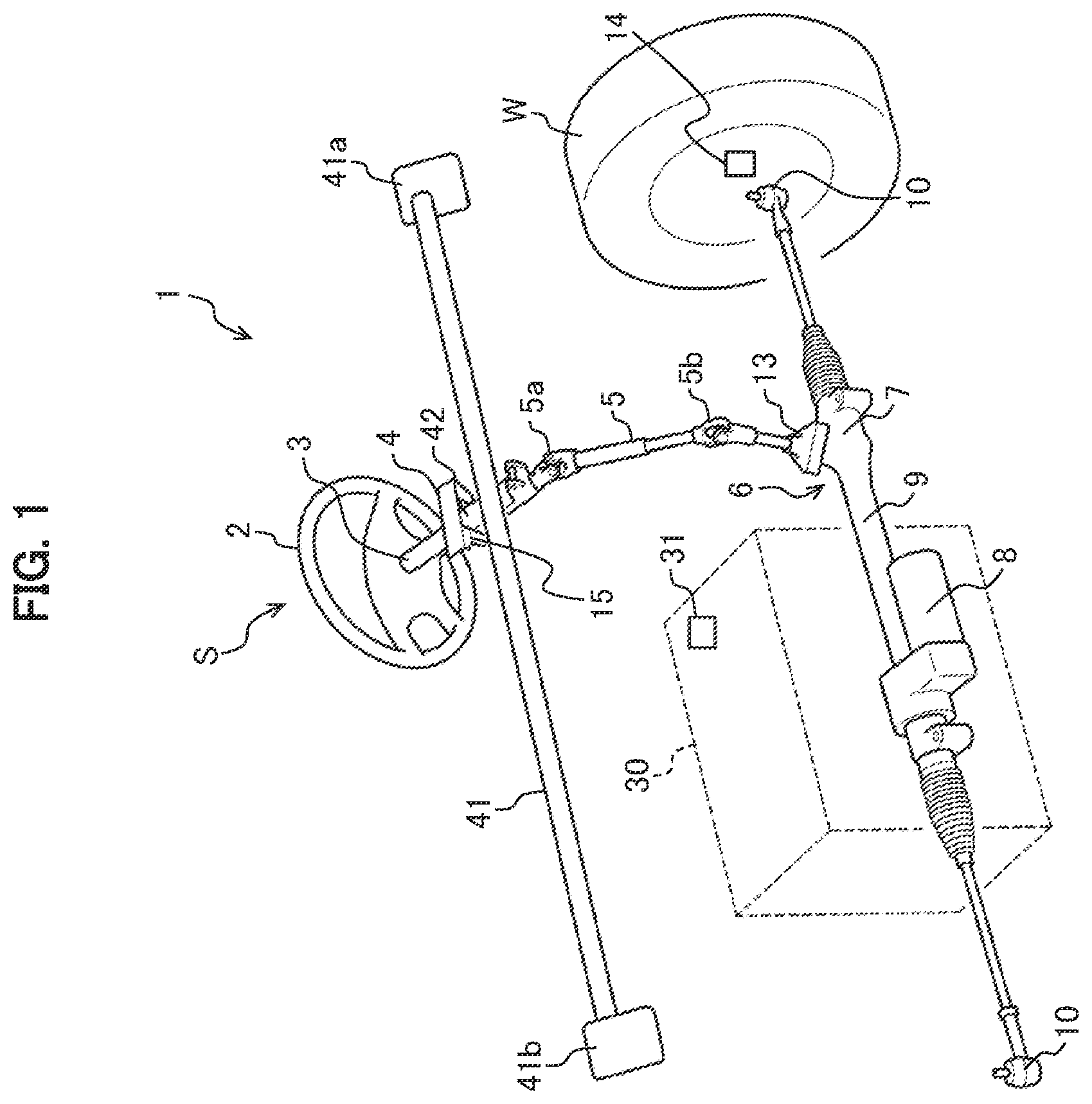 Patent US12157525 — Vibration reducing for power steering inversely proportional to the steering angle — Figure 1