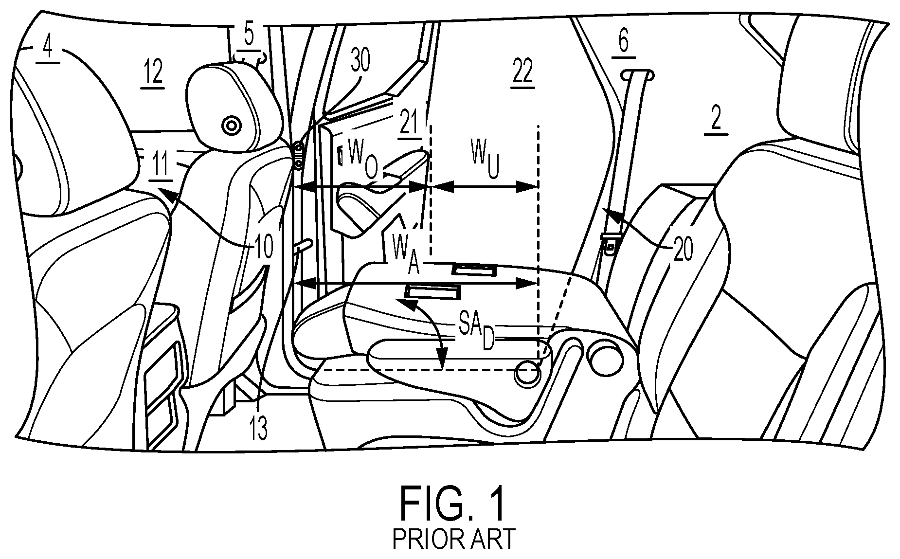 Patent US12157529 — Wheelchair accessible vehicle having a swing door and modification methods therefor — Figure 1