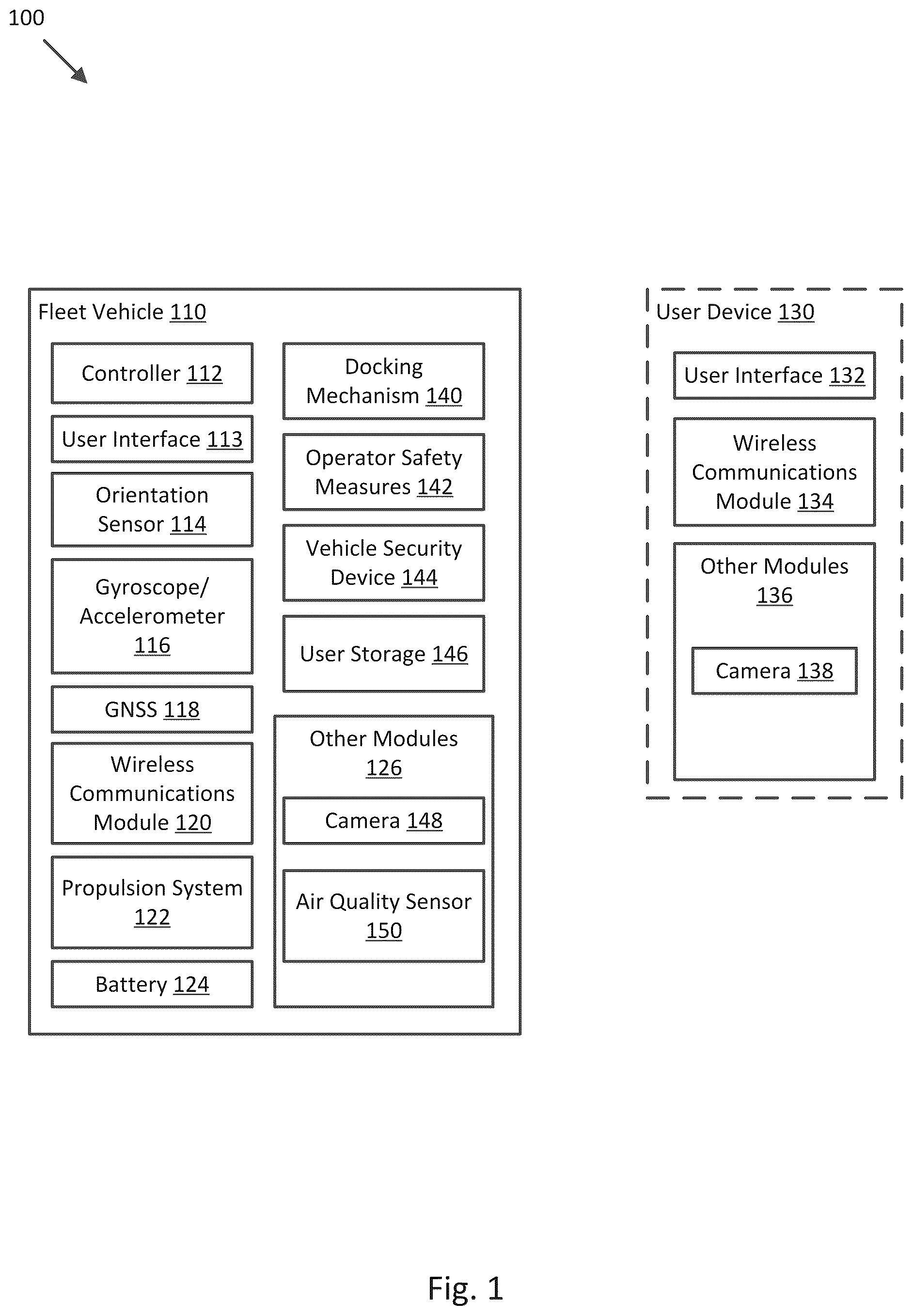 Patent US12157533 — Micro-mobility fleet vehicle cockpit assembly systems and methods — Figure 1
