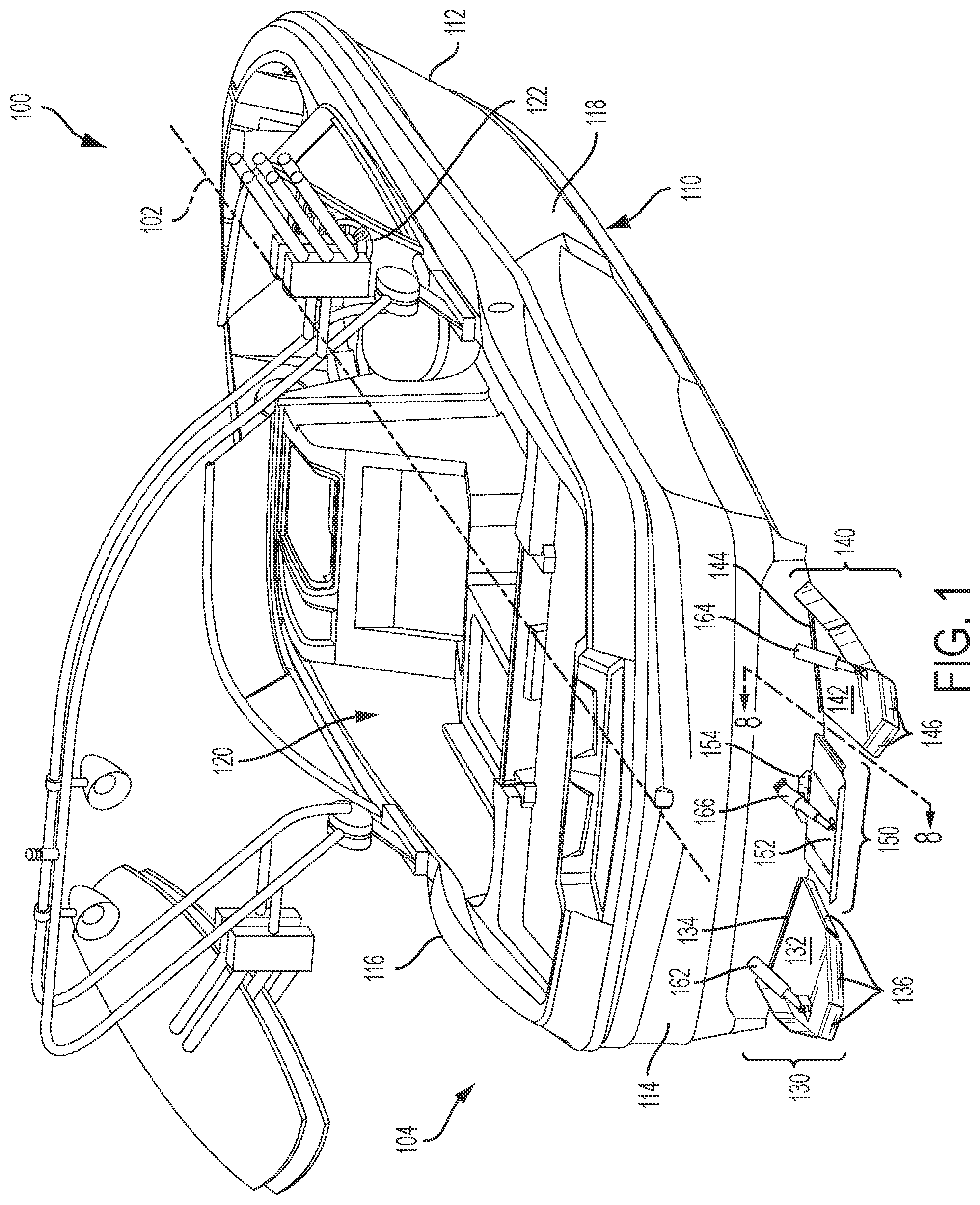 Patent US12157540 Figure 1 – Boat having an improved ability to get on plane and improved method of getting a boat on plane