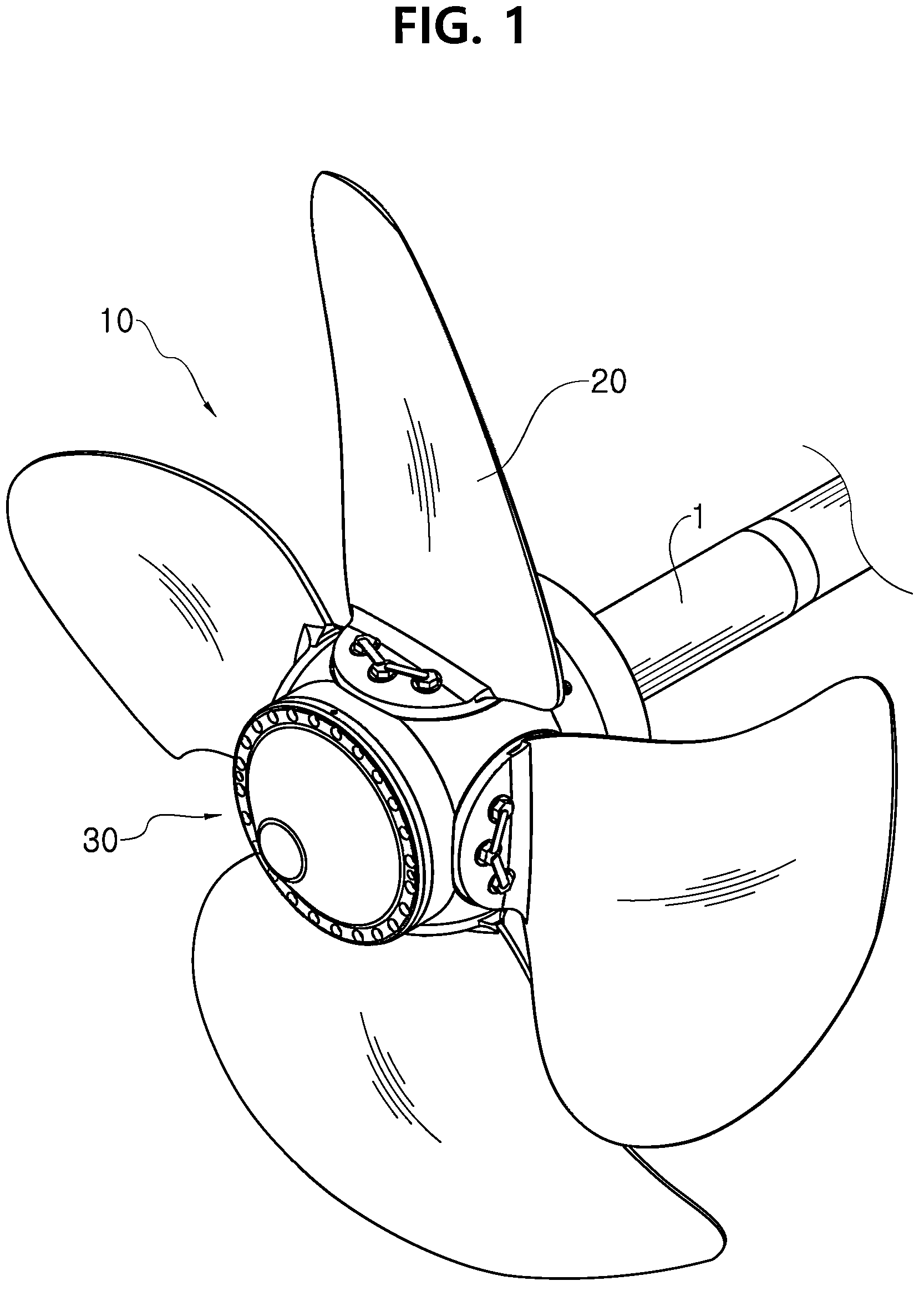Patent US12157550 — Variable-pitch propeller having optimal hub-to-tip diameter ratio — Figure 1
