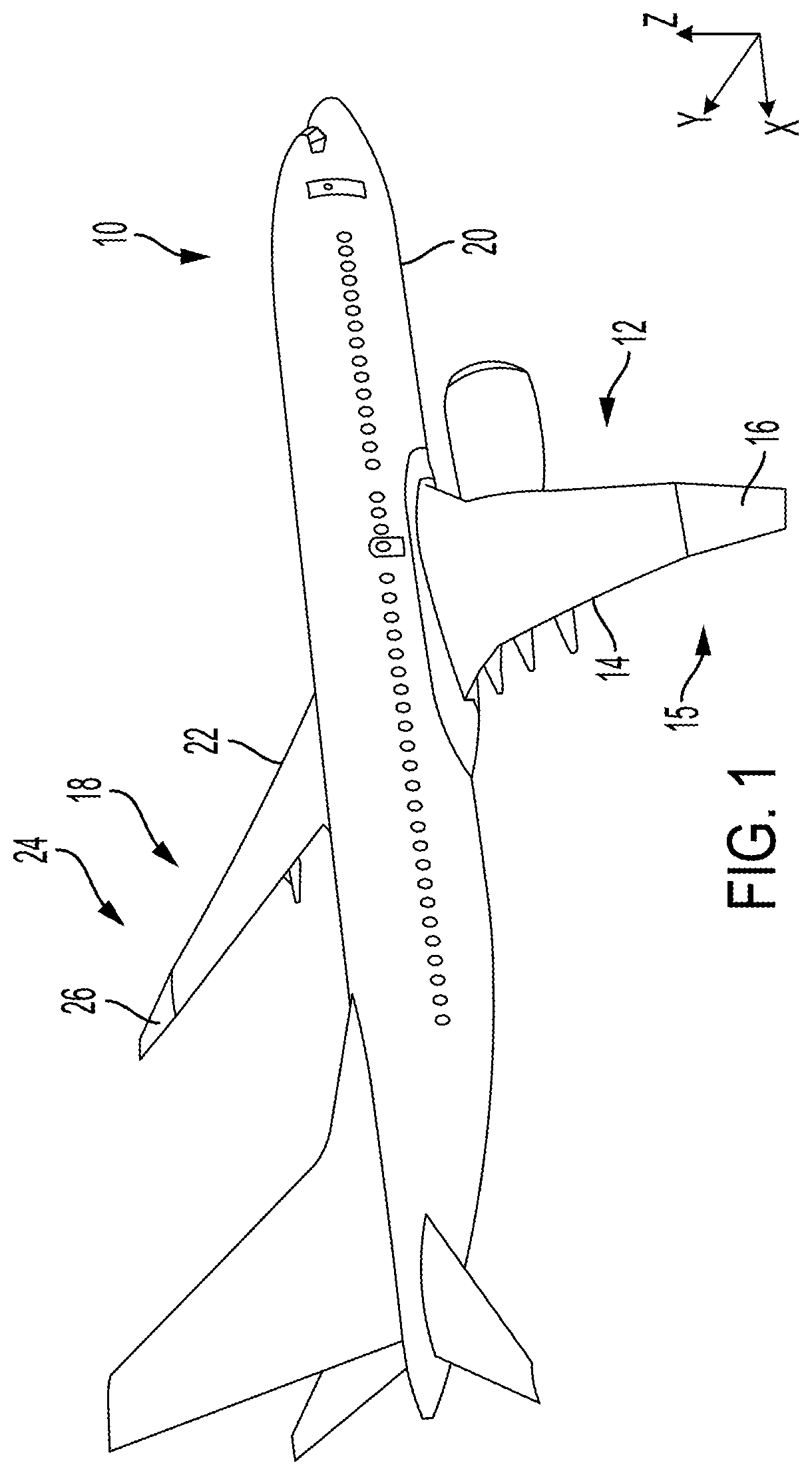 Patent US12157566 — Shortening wingspan of an aircraft — Figure 1