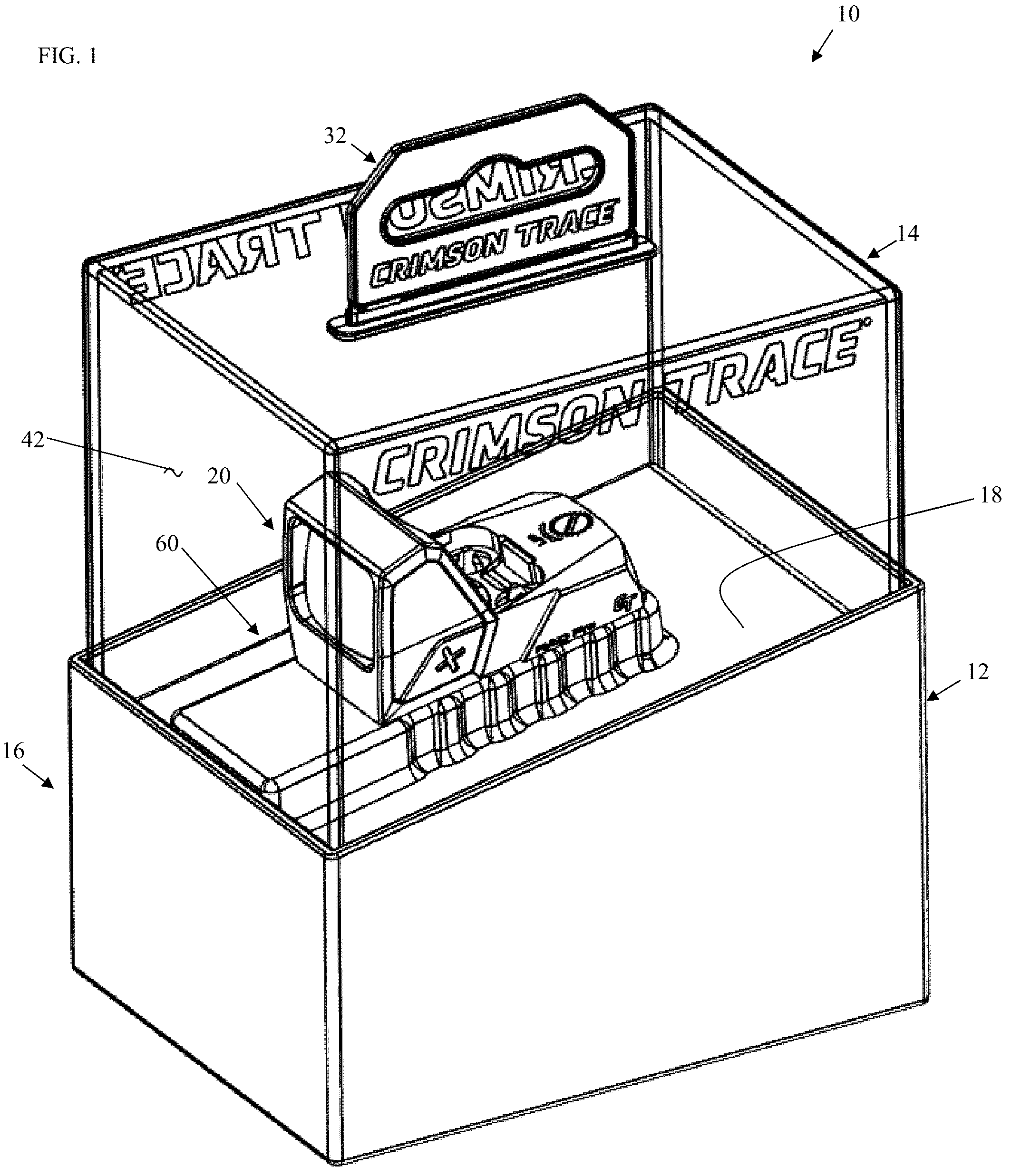 Patent US12157618 — Optical sighting device packaging — Figure 1